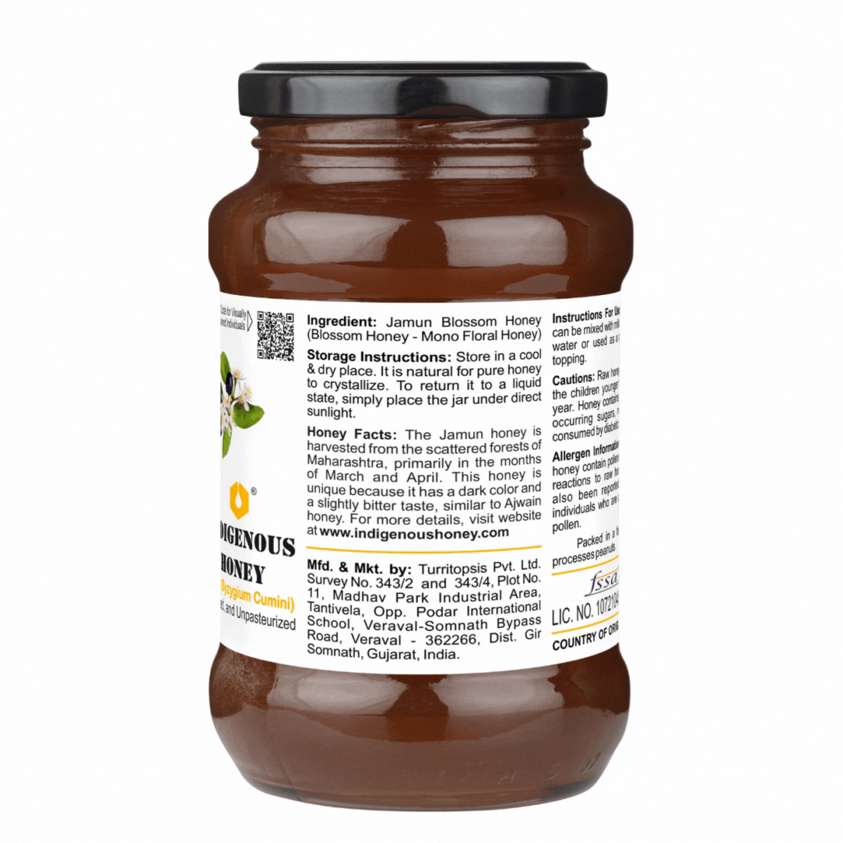 Raw Jamun Blossom Honey NMR Tested Organic Pure Natural Unprocessed Original Honey Unpasteurized Unheated