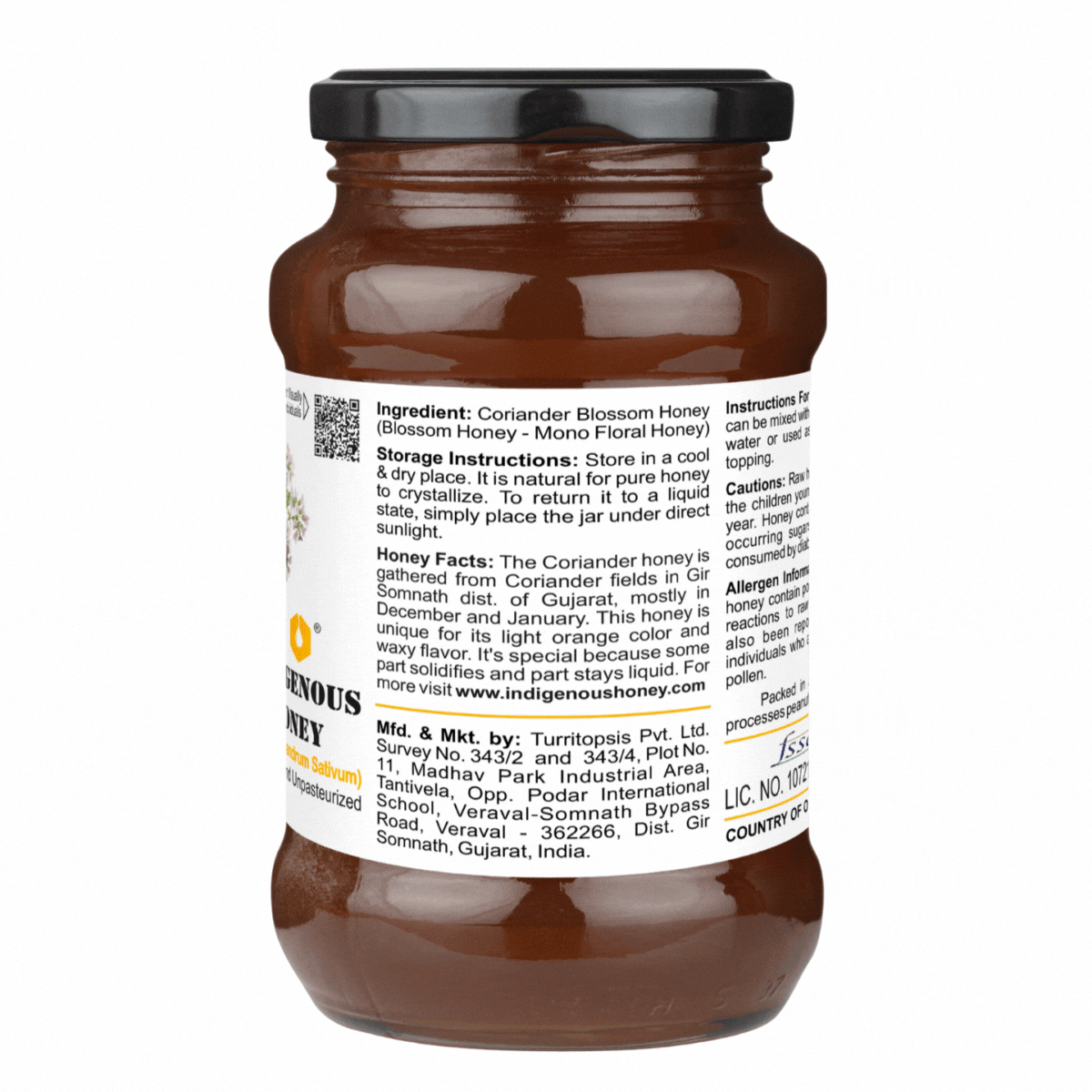 Raw Coriander Honey - Natural semi Crystallized Light Orange Honey