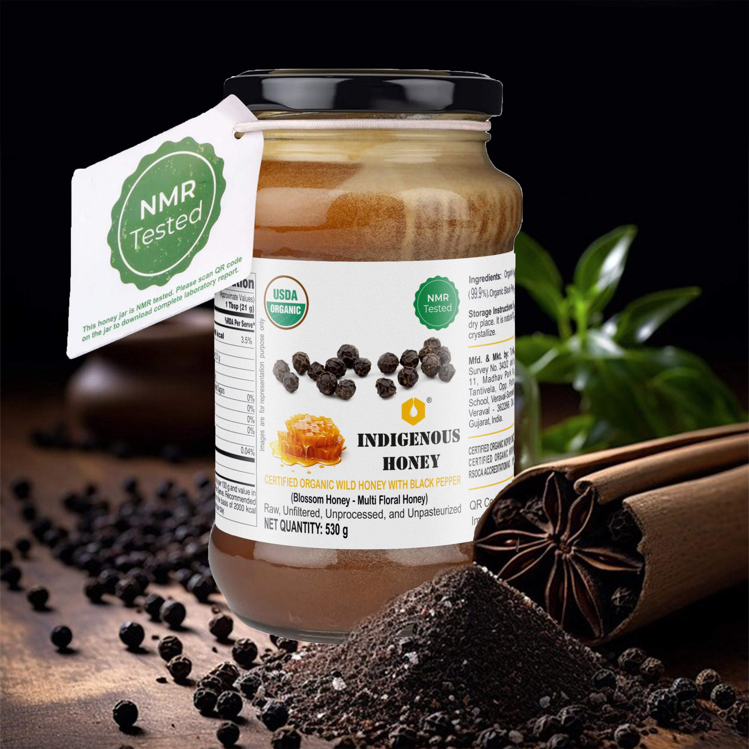 NMR tested wild honey with black pepper