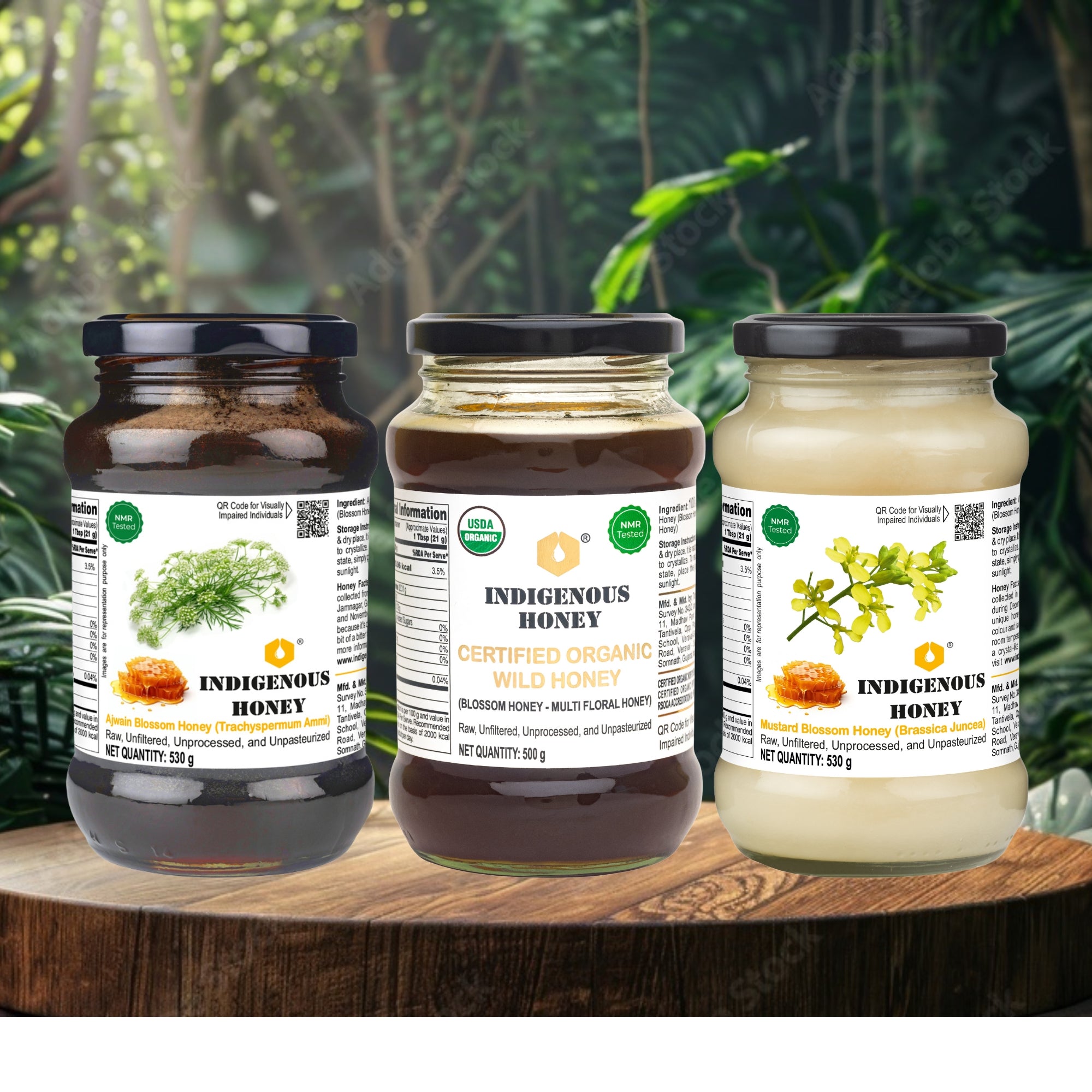 Natural Ajwain Wild & Mustard Honey
