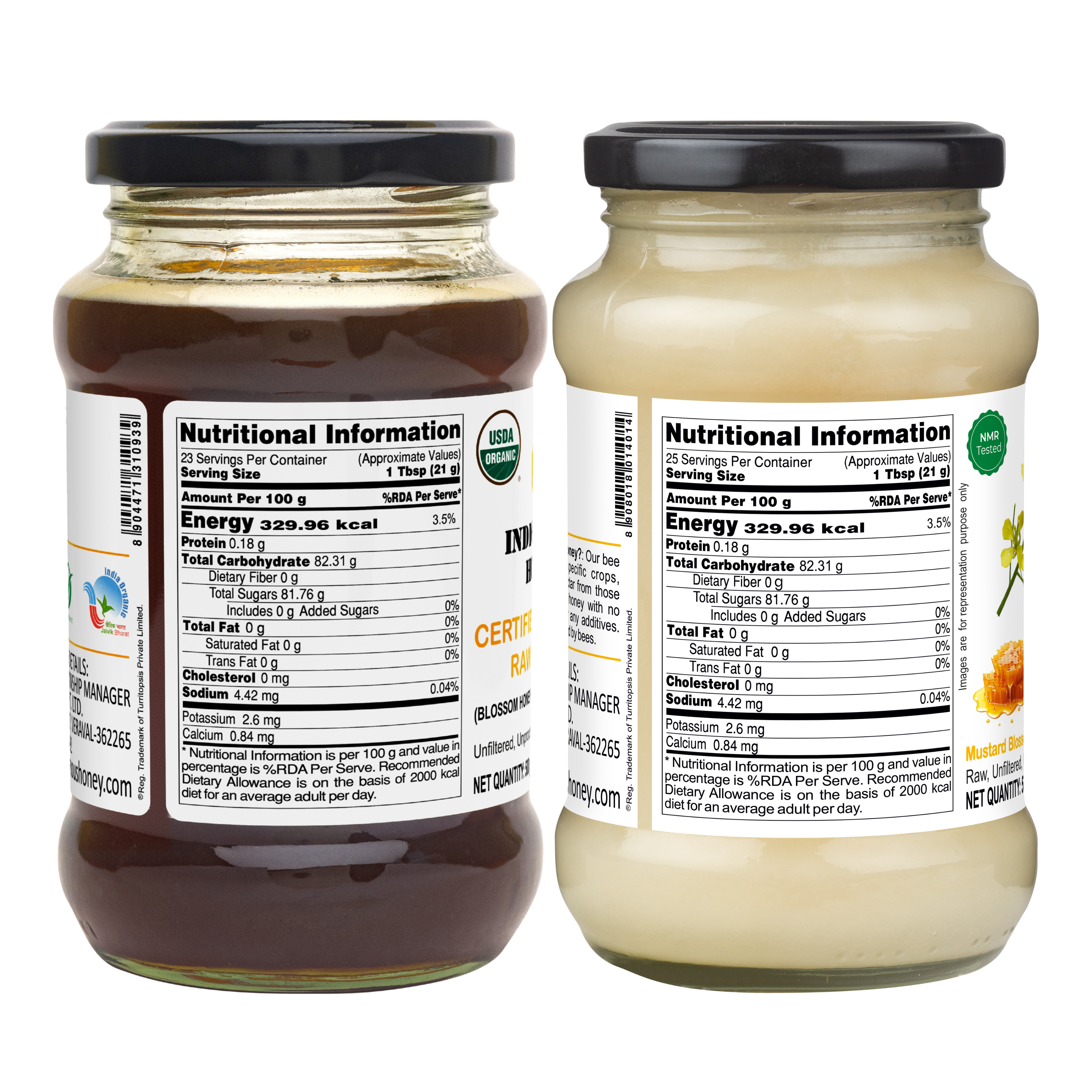 Nutritional Informatio of raw Honey & Mustard Honey