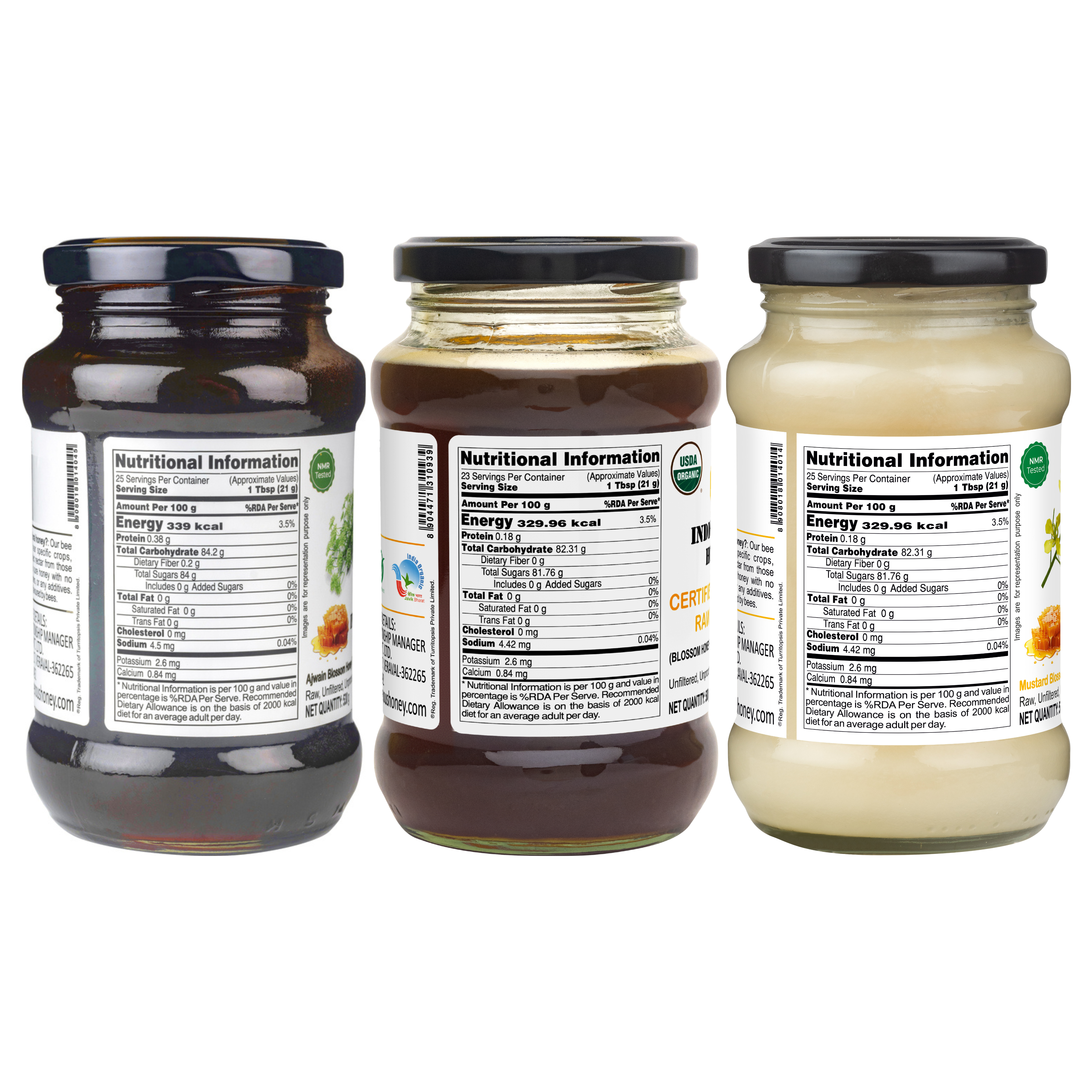 Nutritional information of ajwain Raw Mustar Honey