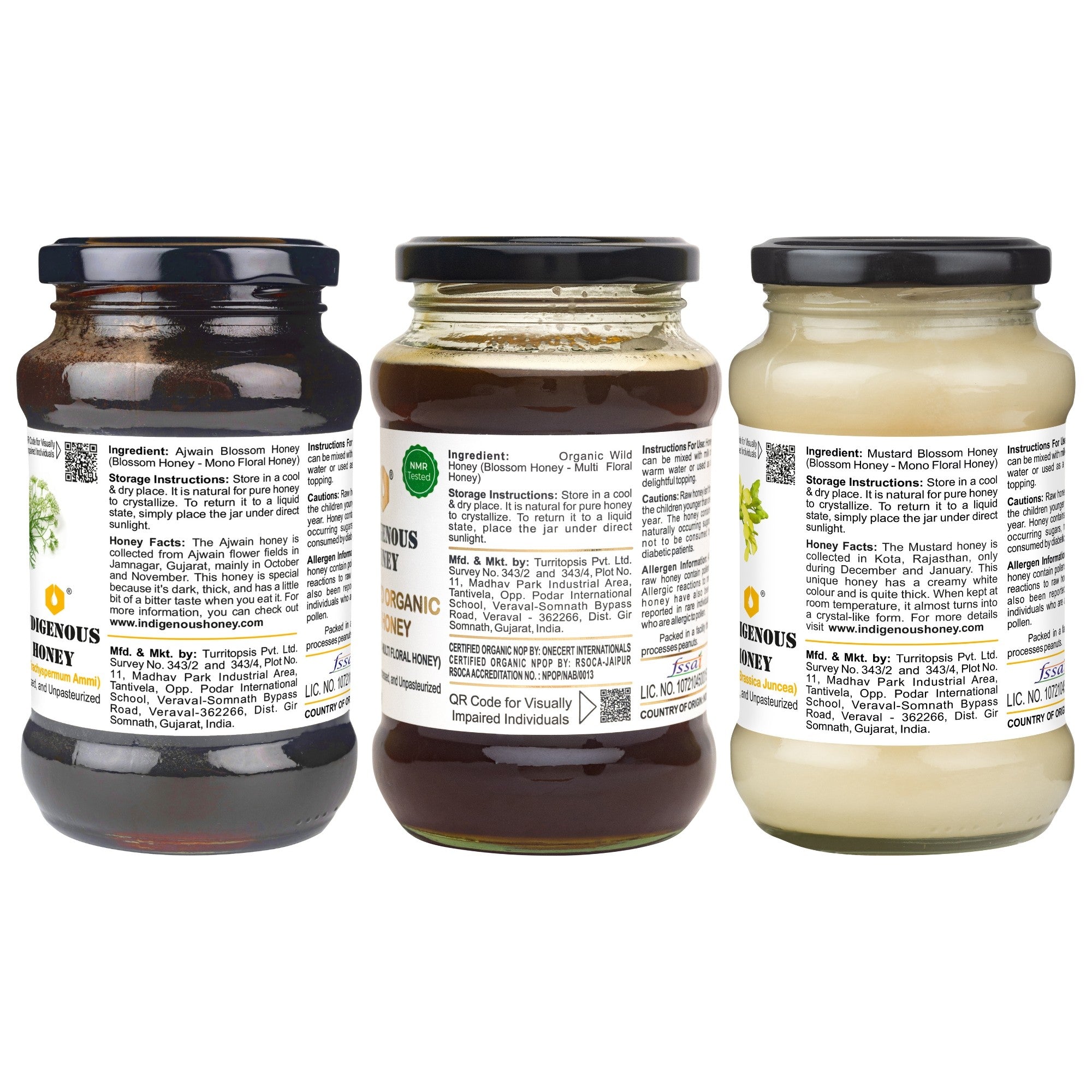 pure ajwain organic wild and raw crystallized mustard honey