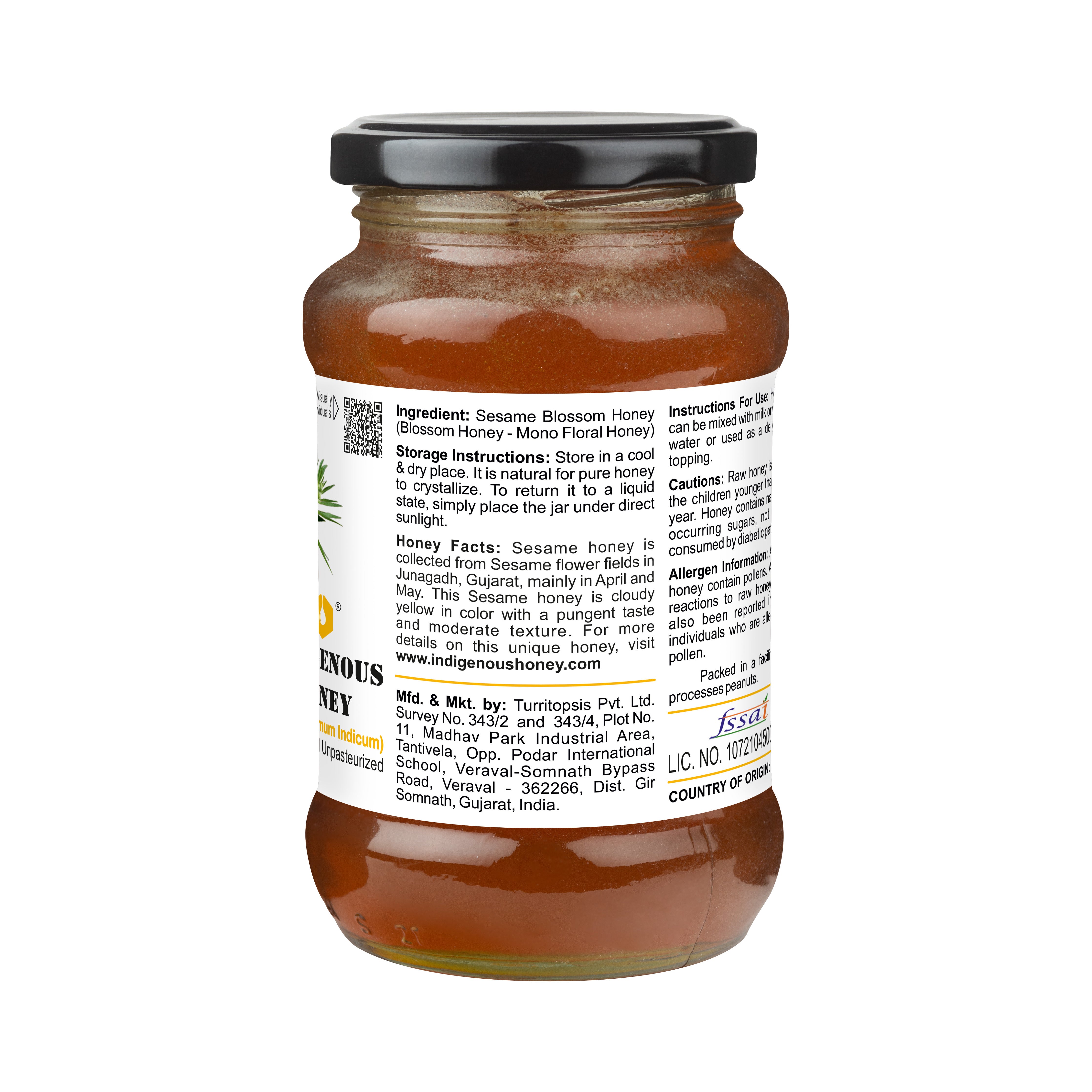 Raw Sesame Blossom Honey