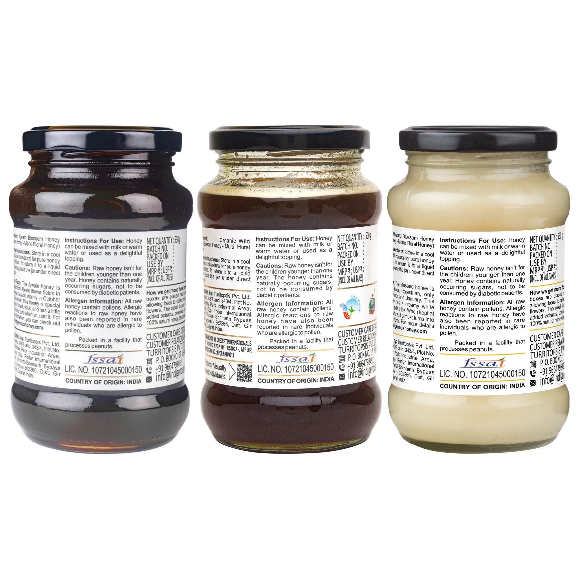 raw pure ajwain wild and mustard honey
