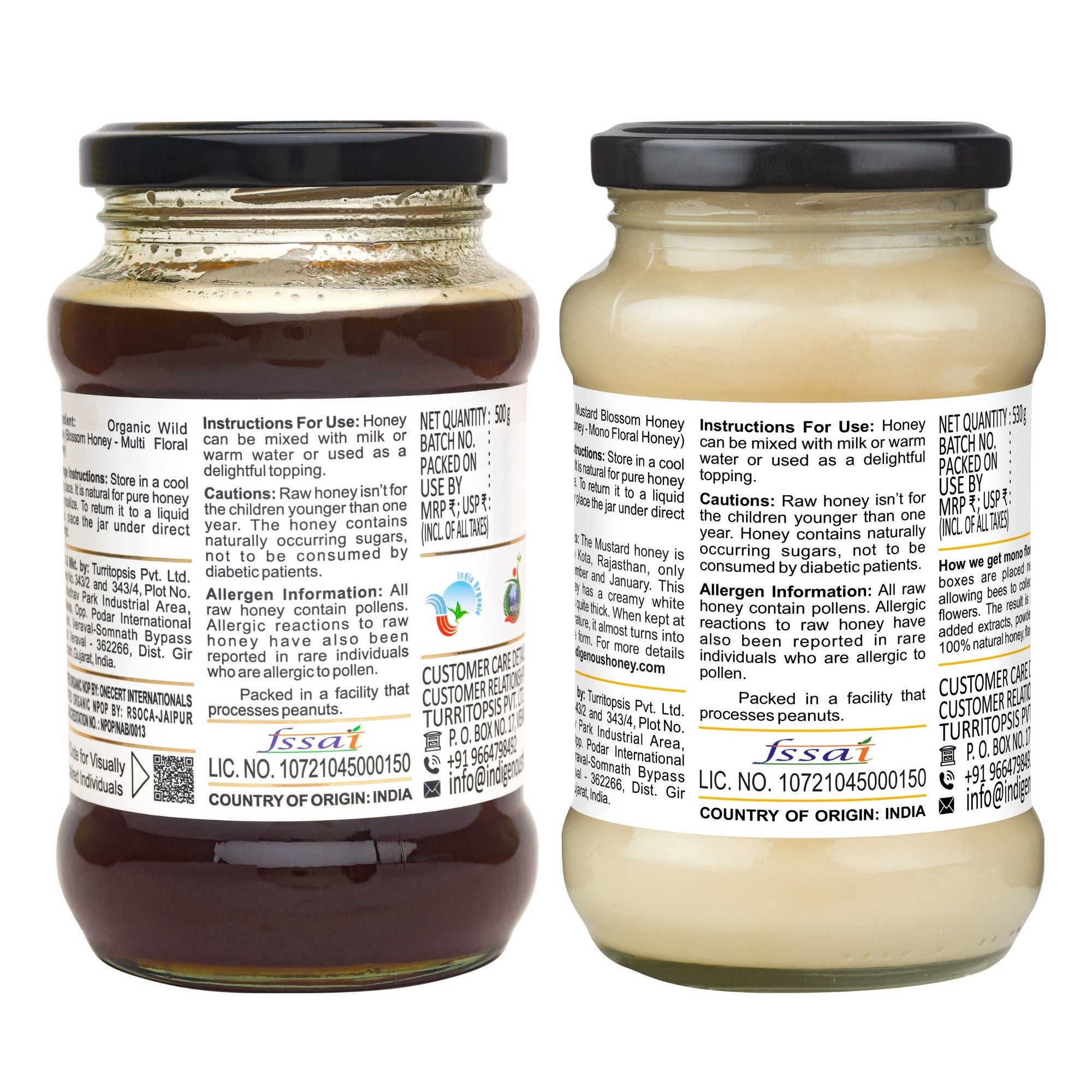 Raw wild honey and pure mustard honey