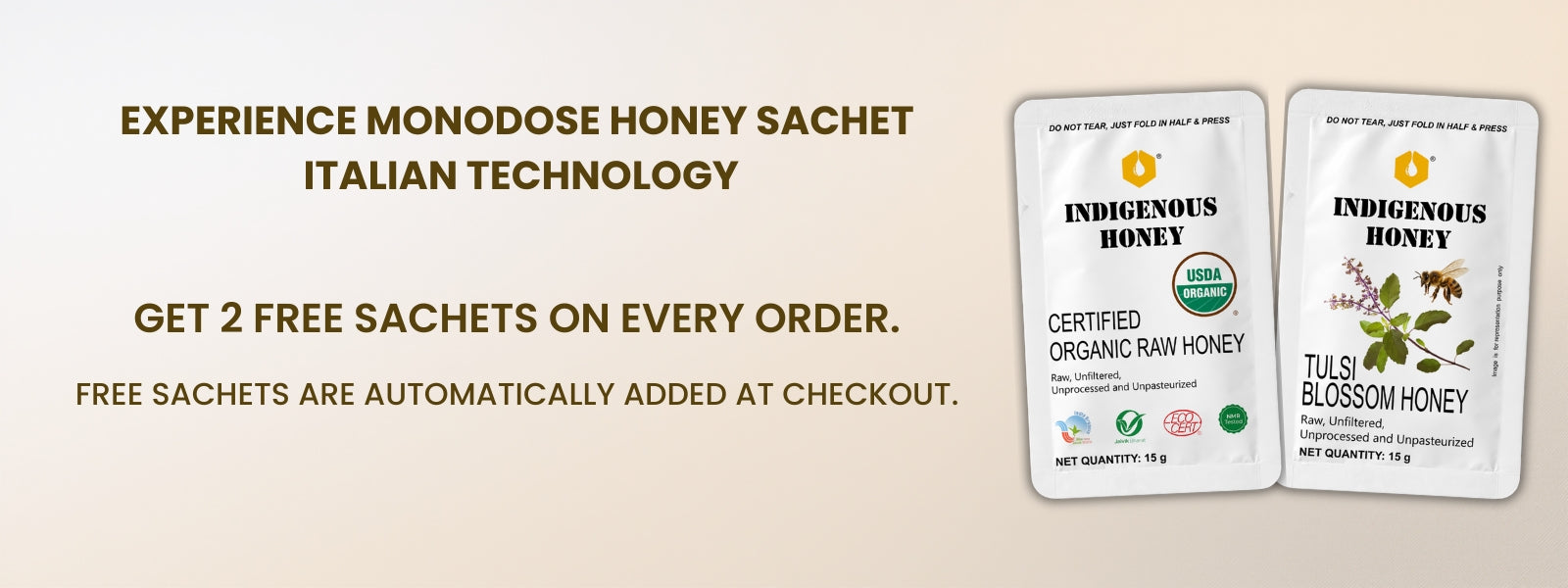 Raw honey sachet