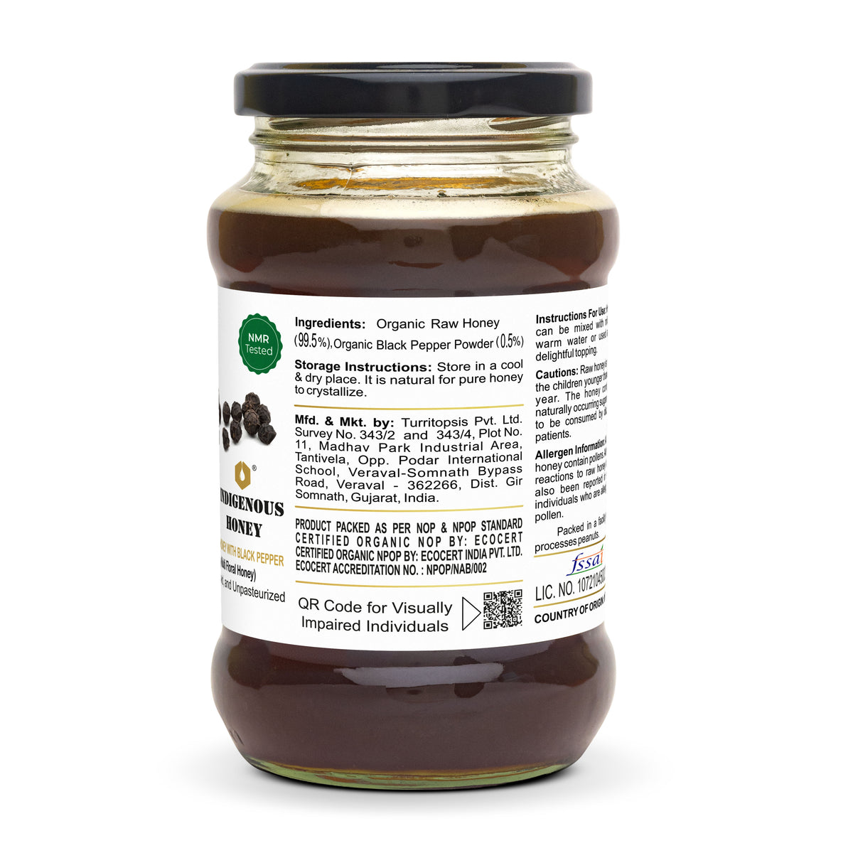 USDA Certified Raw Honey with Black Pepper