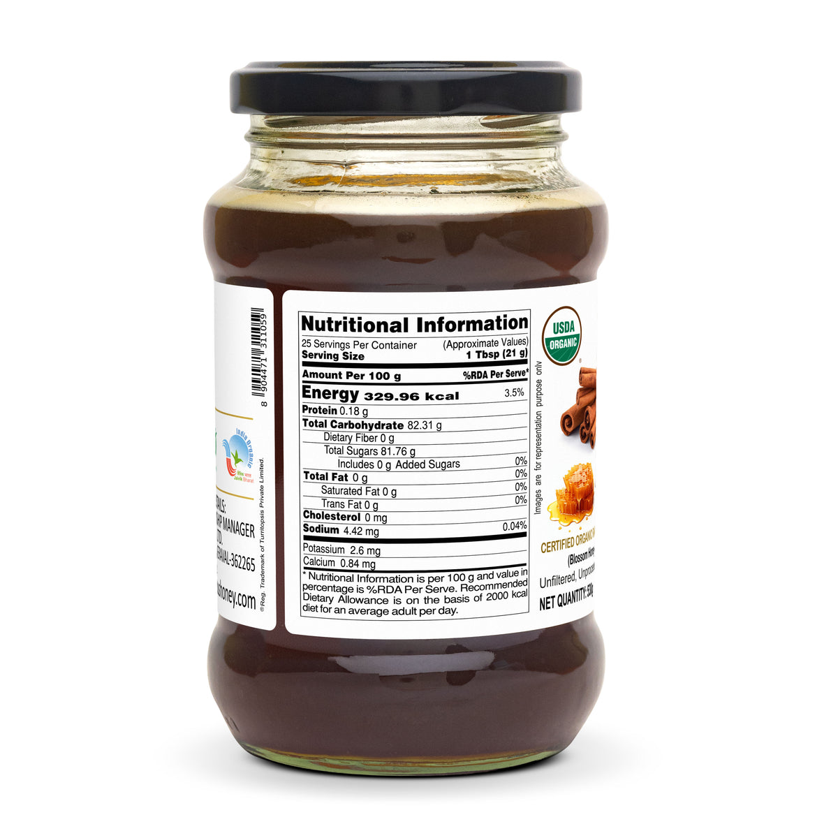 USDA Certified Raw Organic Honey With Cinnamon