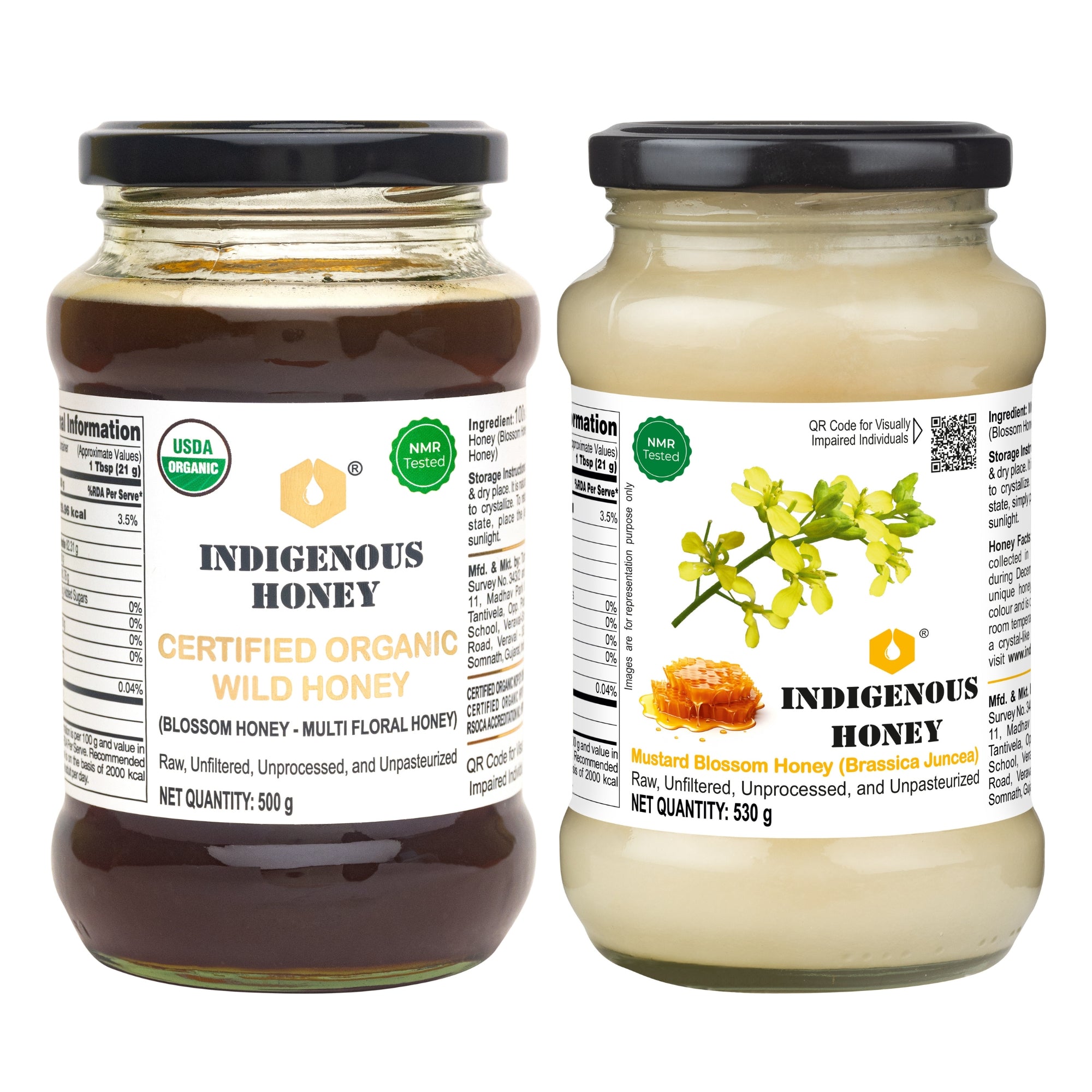 Certified Organic Wild Honey with Raw Crystallized Mustard Honey combo