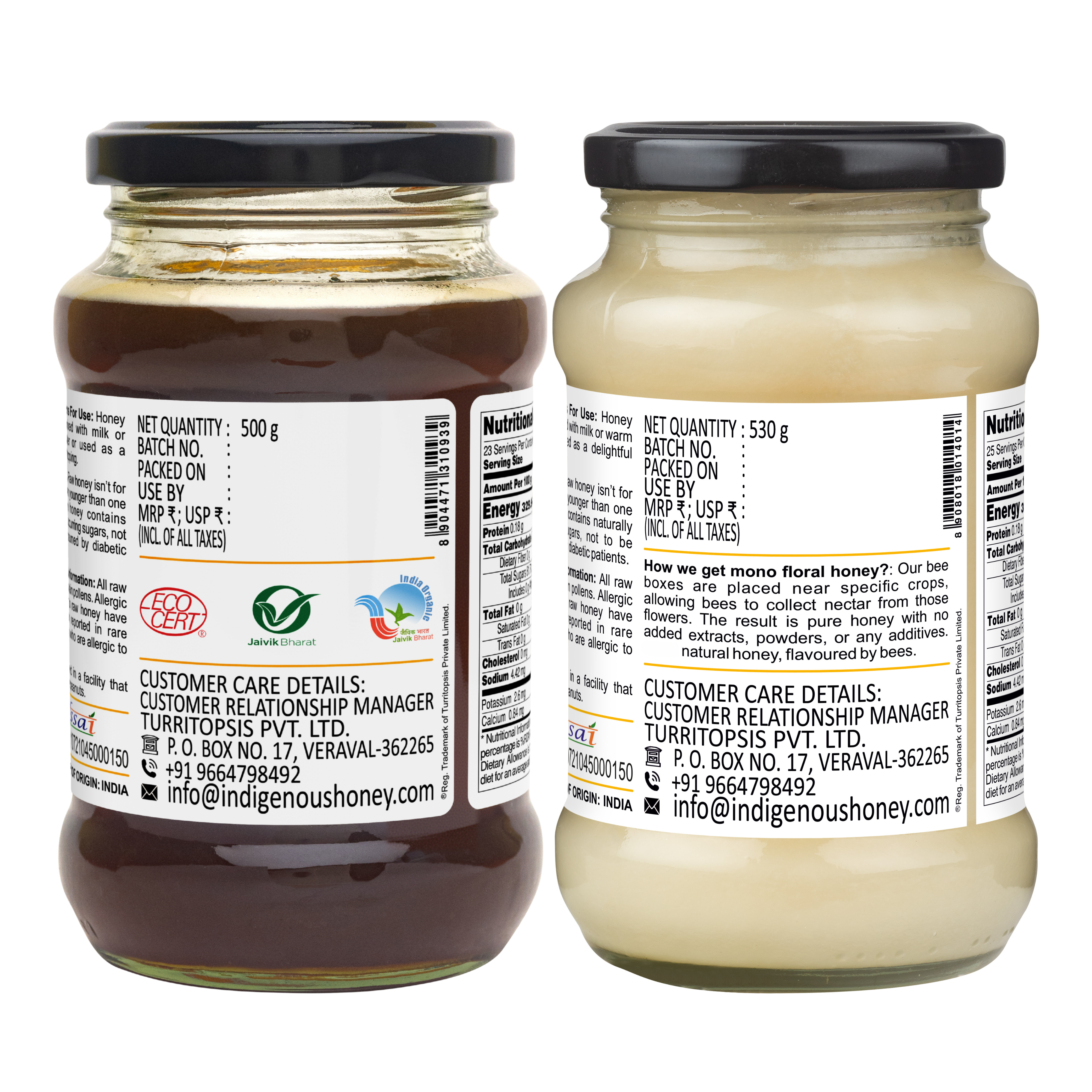 USDA Organic raw honey with pure mustard honey