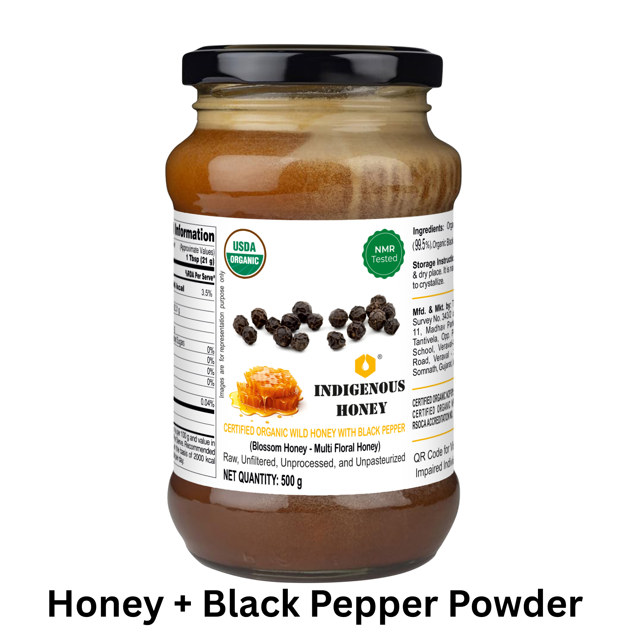 USDA certified wild honey with mixed black pepper