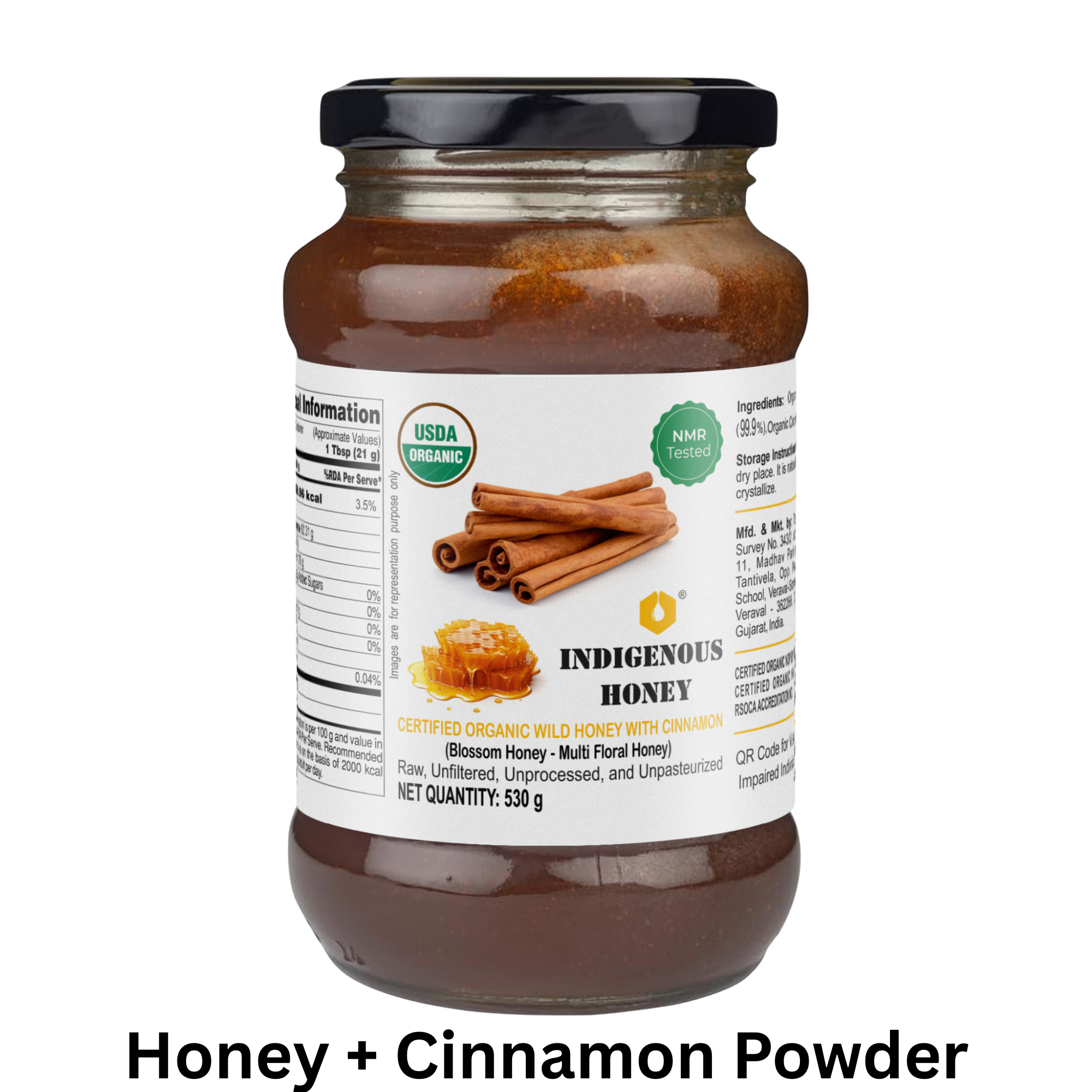USDA certified wild honey with mixed cinnamon