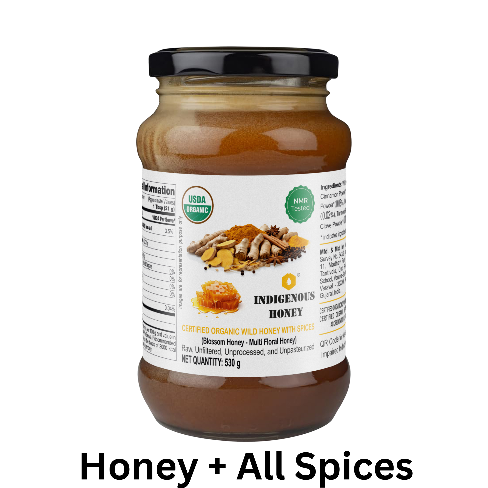 USDA certified wild honey with mixed spices