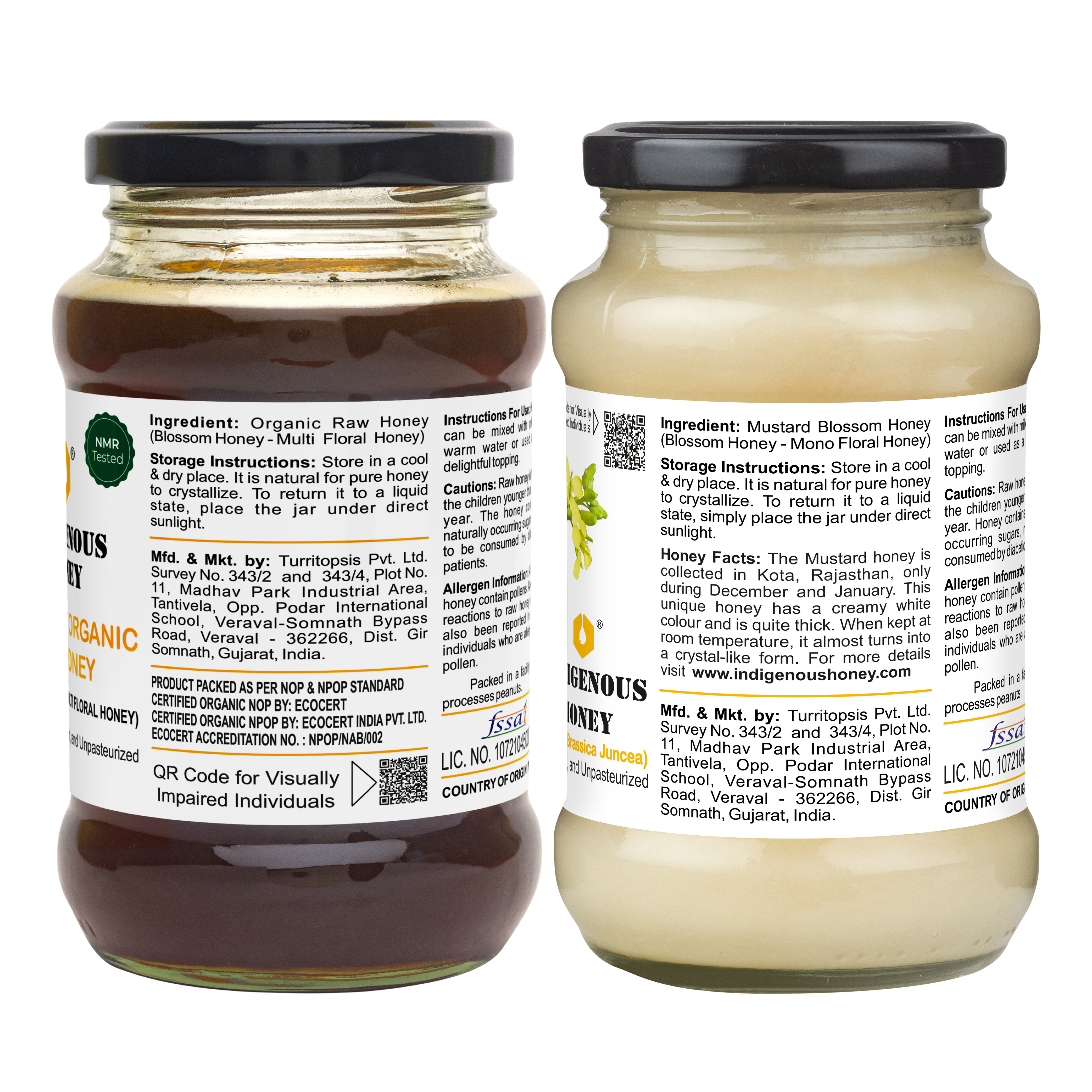 USDA organic Raw honey raw mustard honey