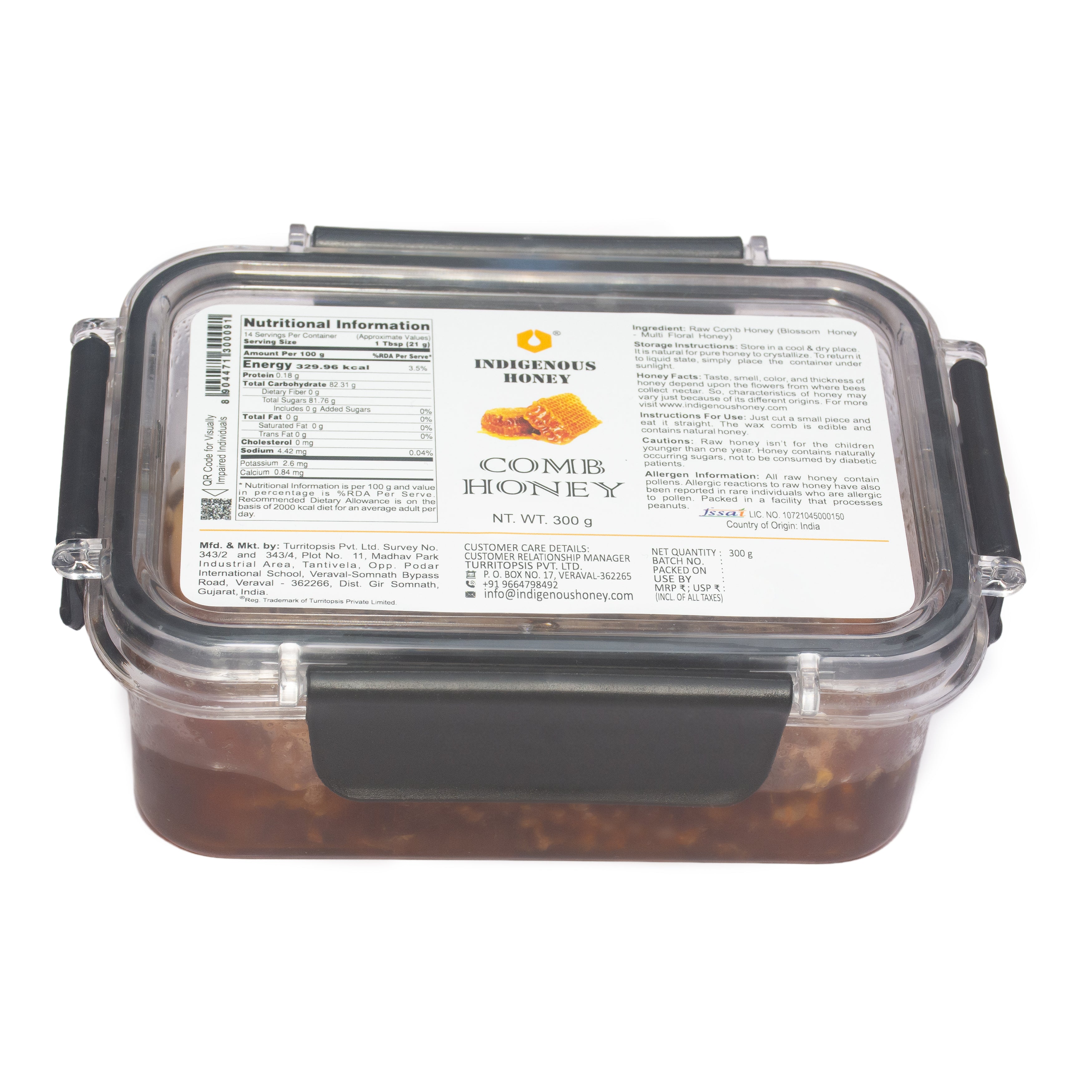 Unpasteurized comb honey