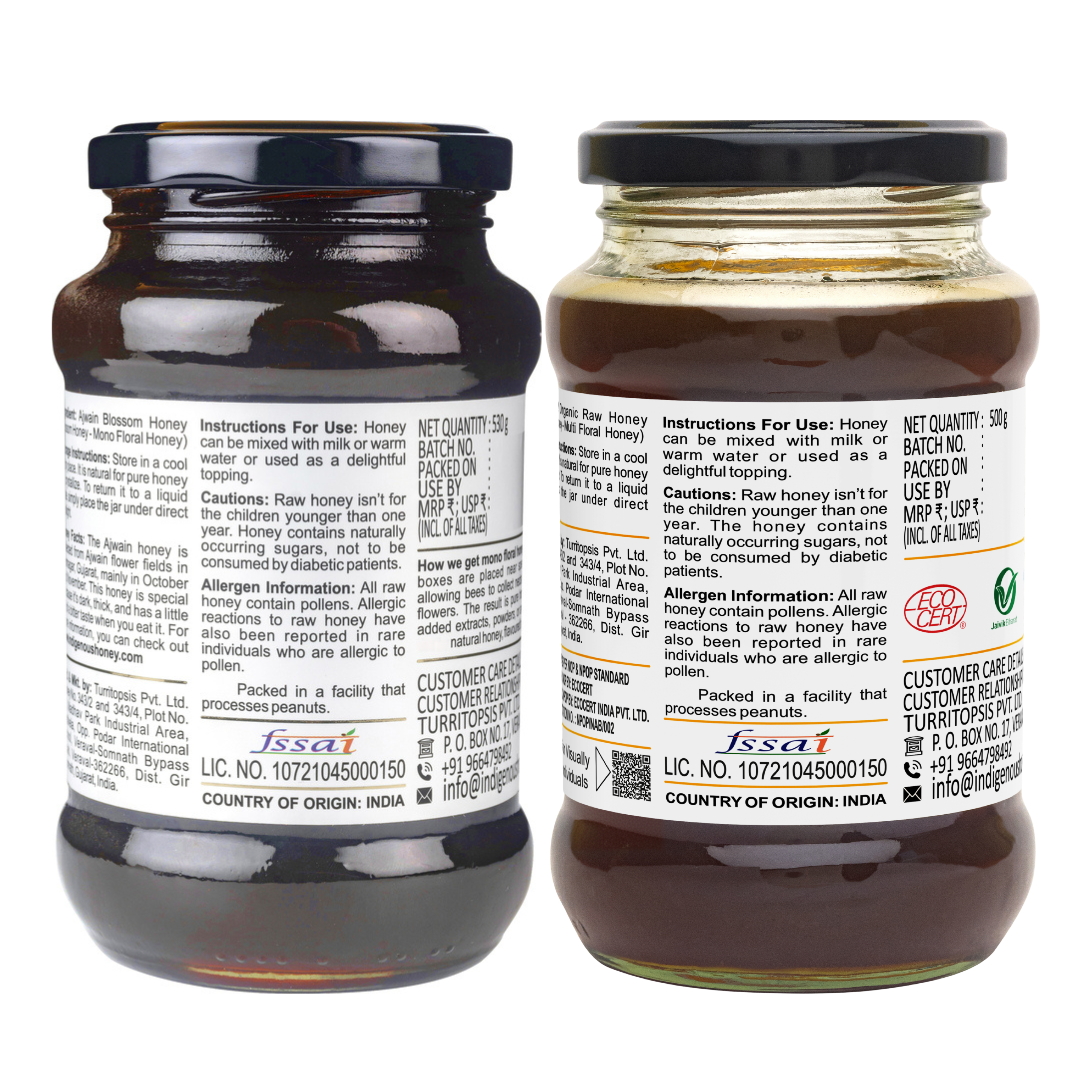 certified organic raw honey and pure ajwain honey