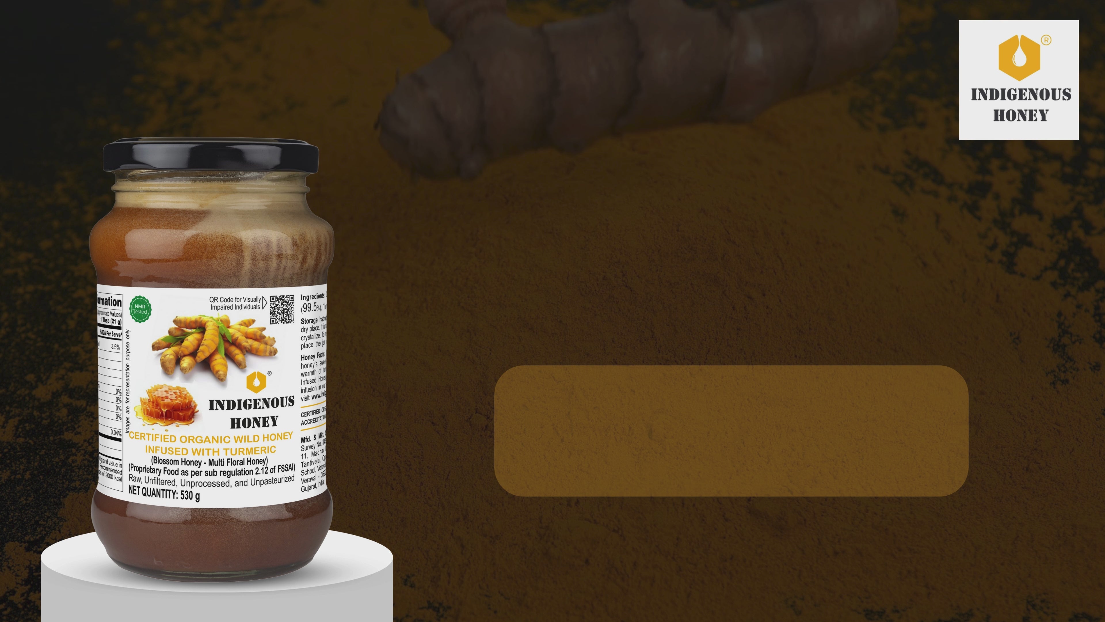 Organic turmeric infused honey