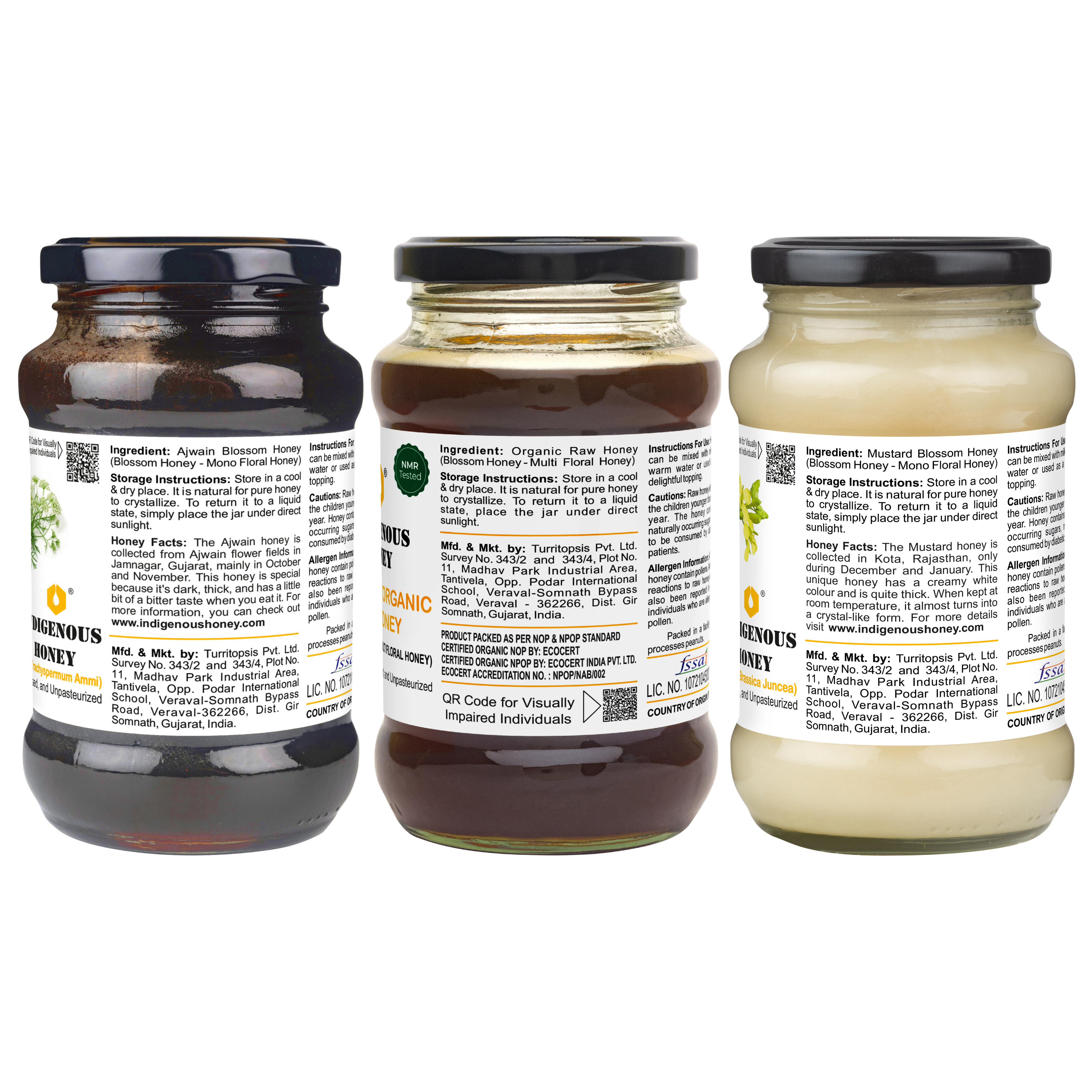 pure ajwain organic Raw and raw crystallized mustard honey