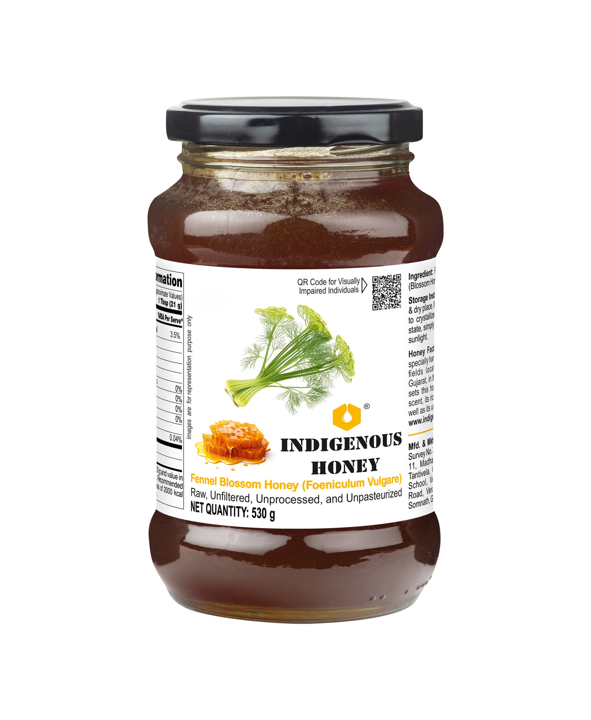 Natural Raw Fennel Honey - Unpasteurized, Unfiltered Delight