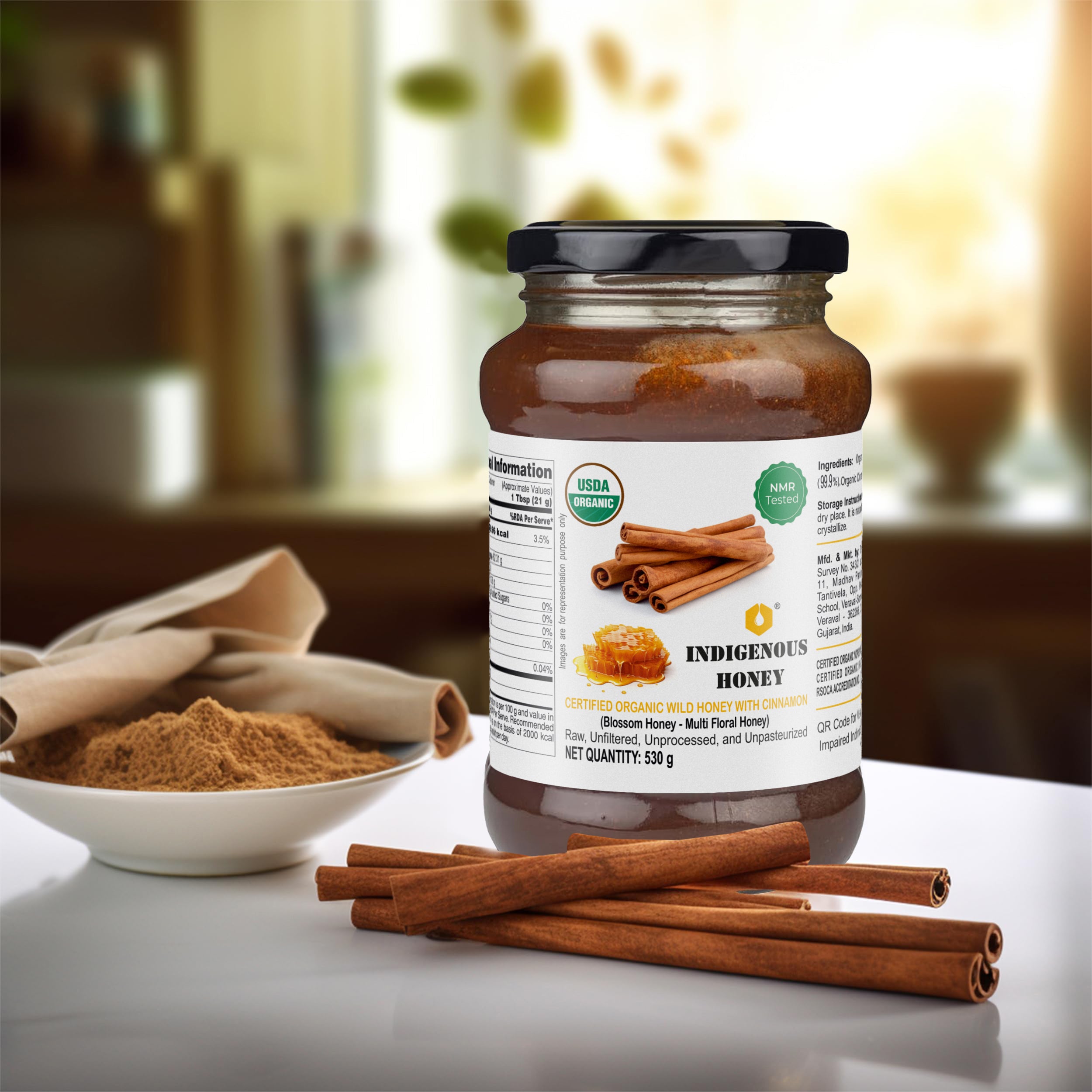 Certified organic cinnamon infused with wild honey