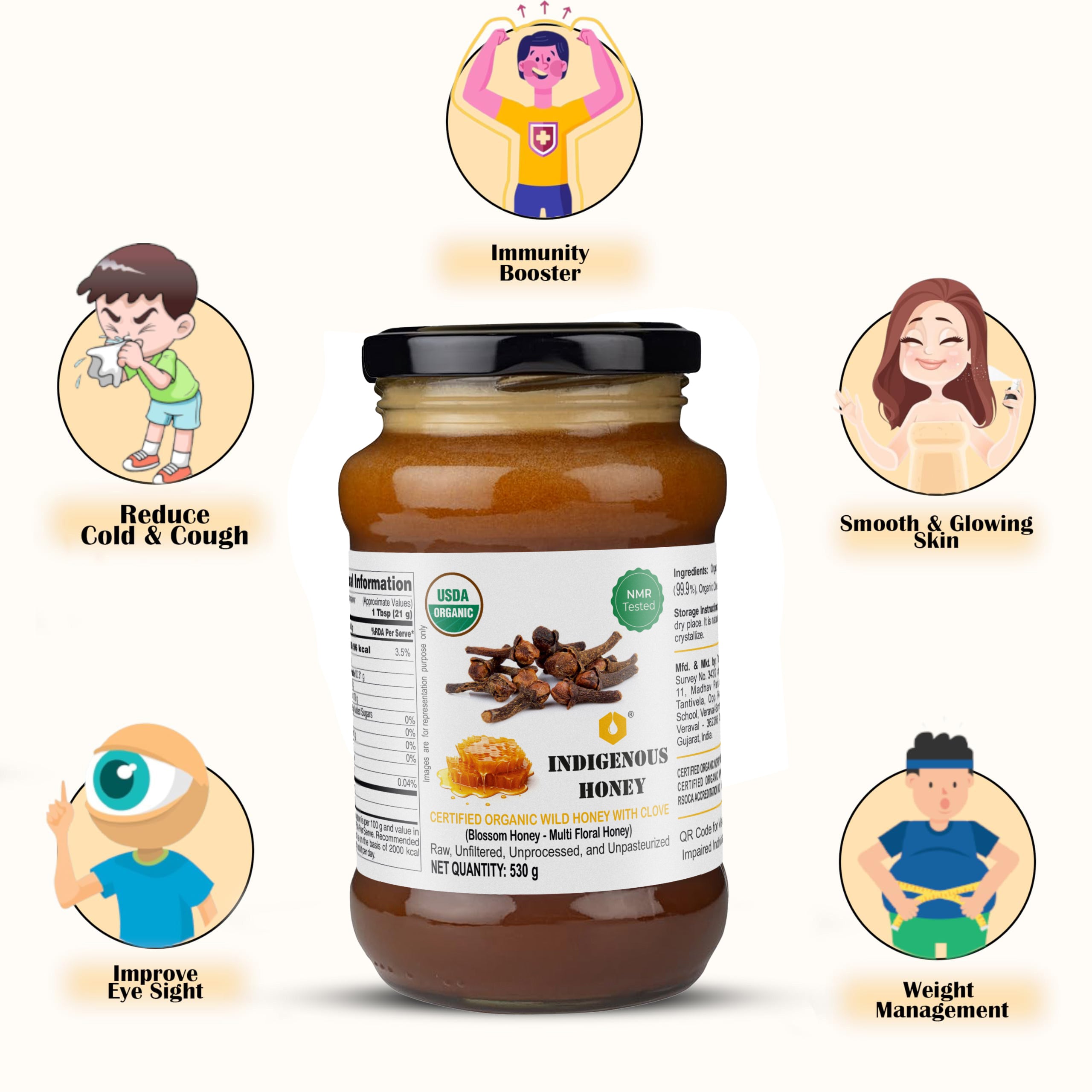 Certified organic honey with clove benefits