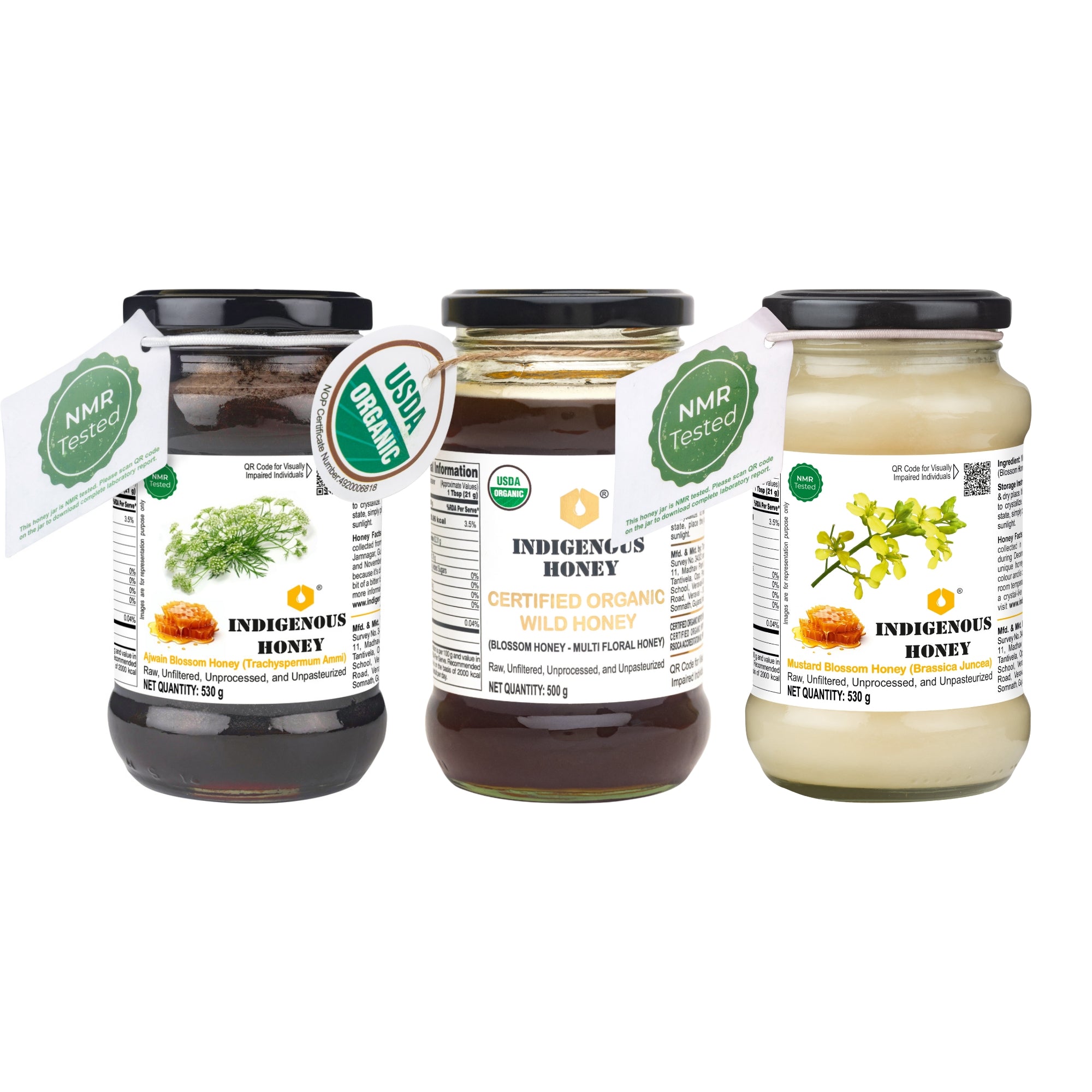 NMR Tested Ajwain USDA Wild & Mustard Honey