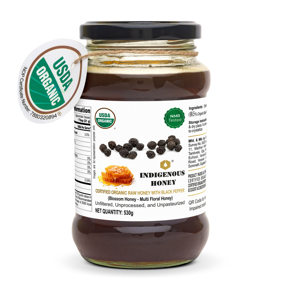NMR Tested Raw Honey with Black Pepper 