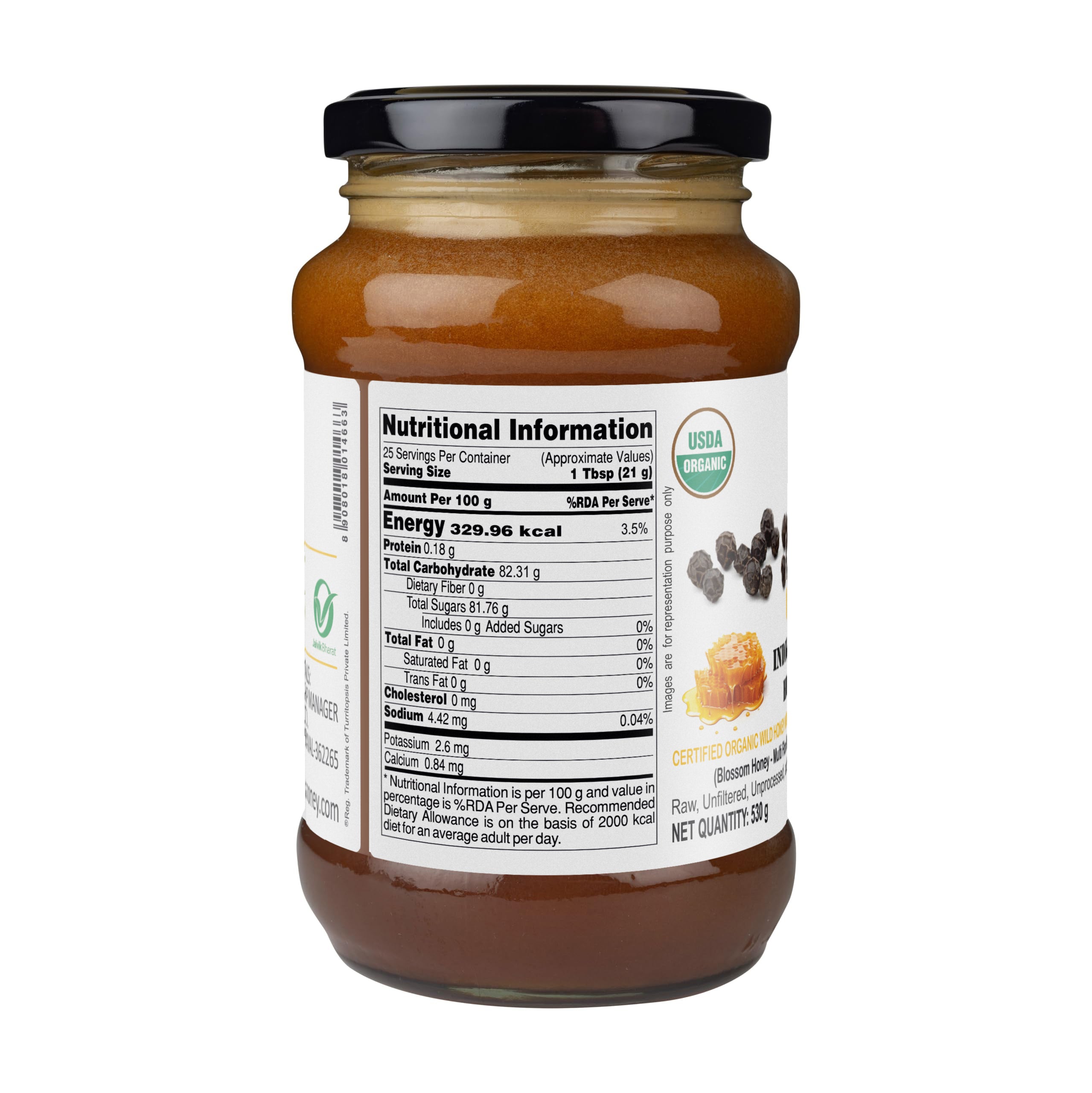 Organic black pepper honey with nutritional value