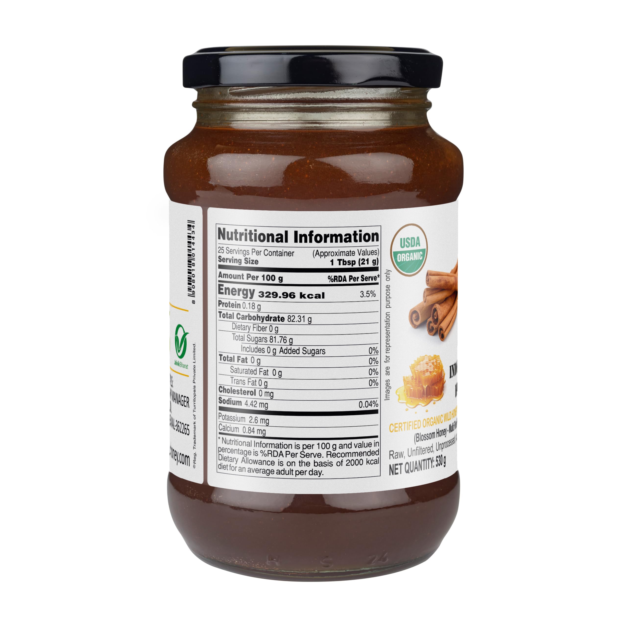 Organic cinnamon honey with nutritional value