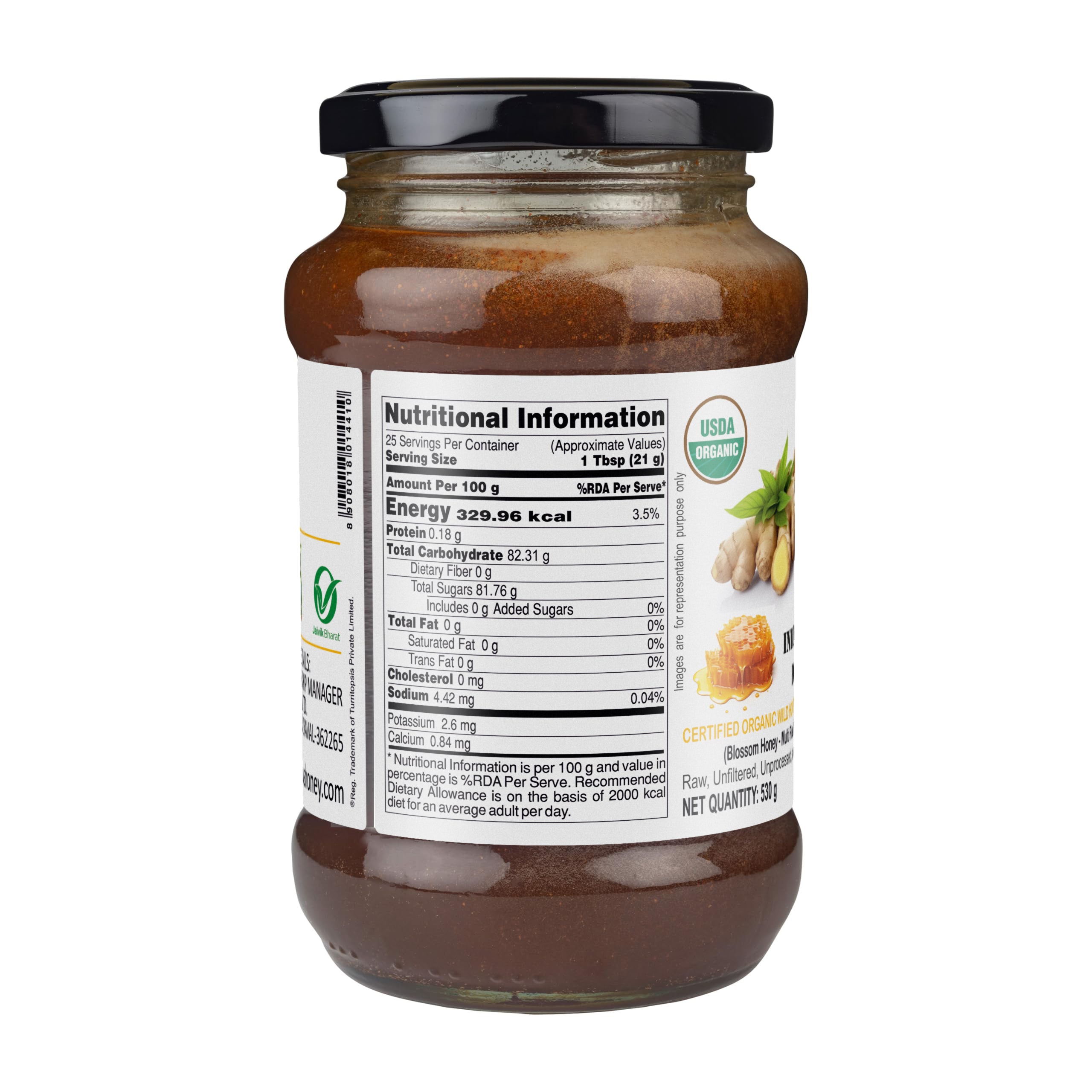 Organic ginger honey with nutritional value