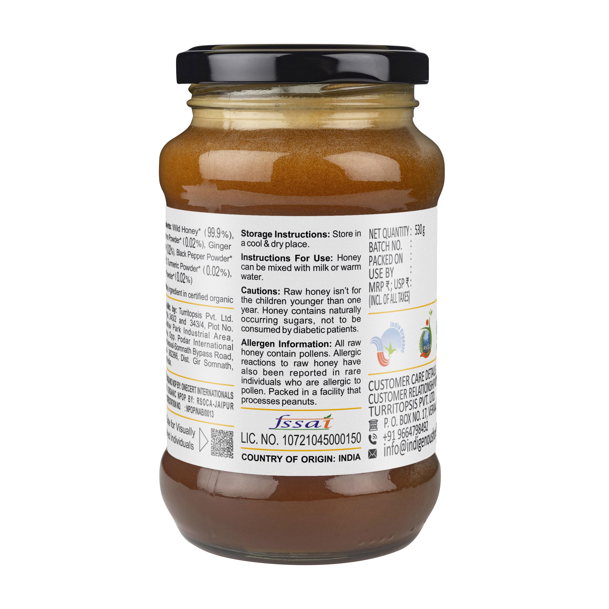 Organic honey with natural spice flavors