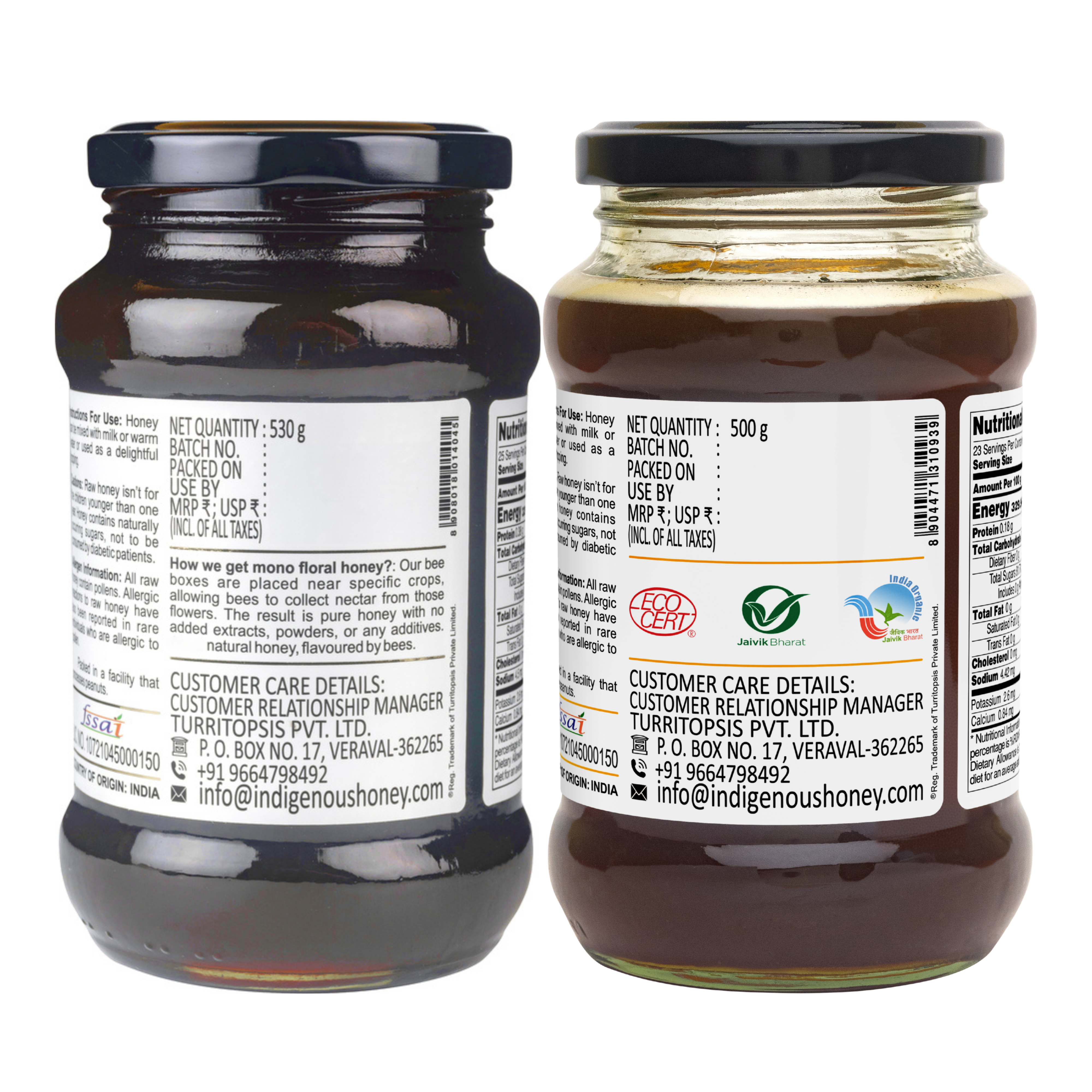 Organic raw honey and unprocessed honey