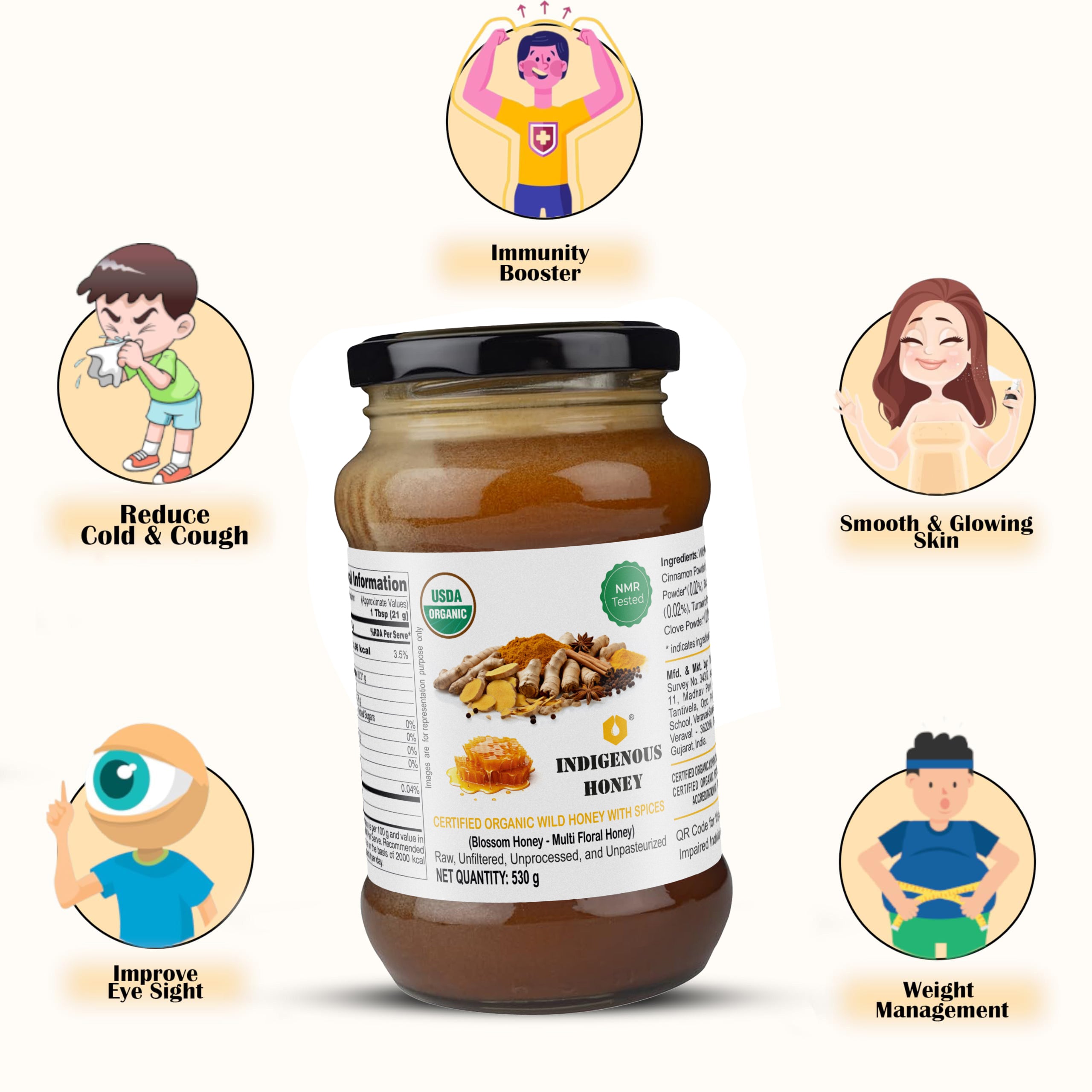 Organic spice honey with health benefits