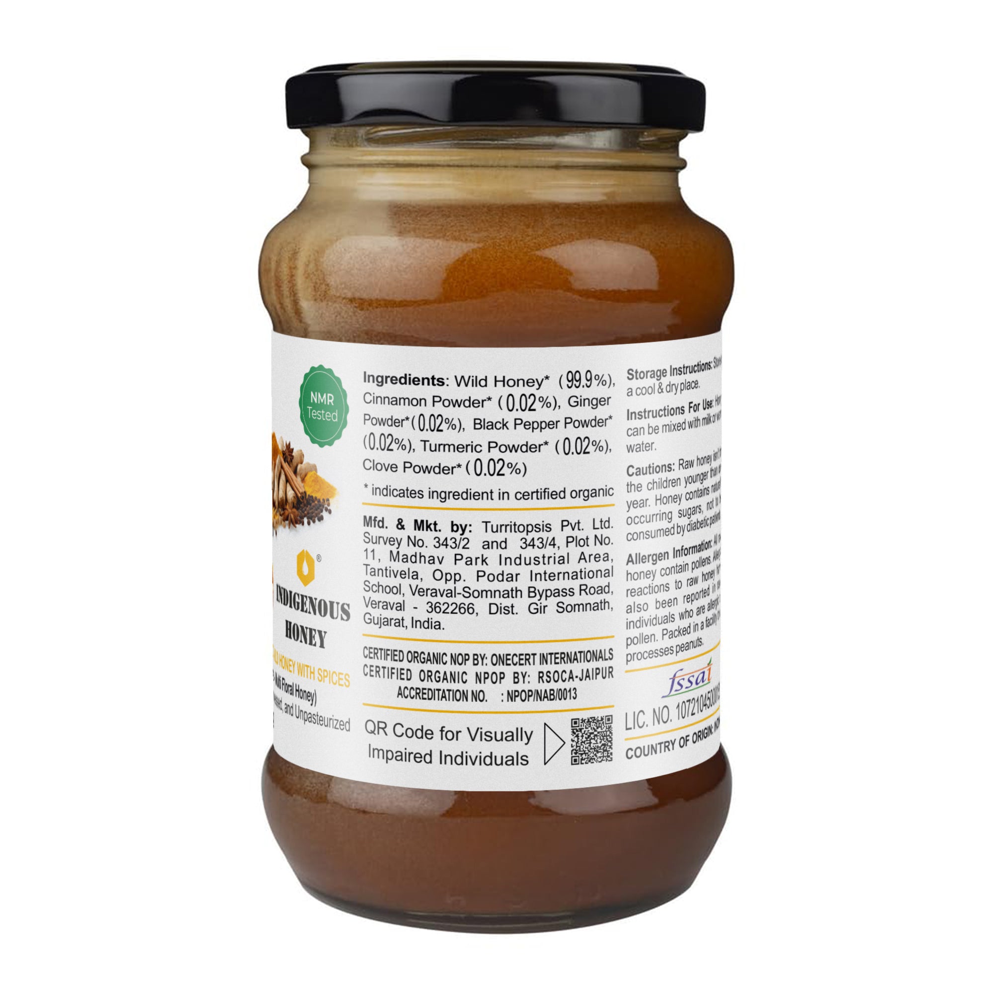 Organic spice infused wild honey