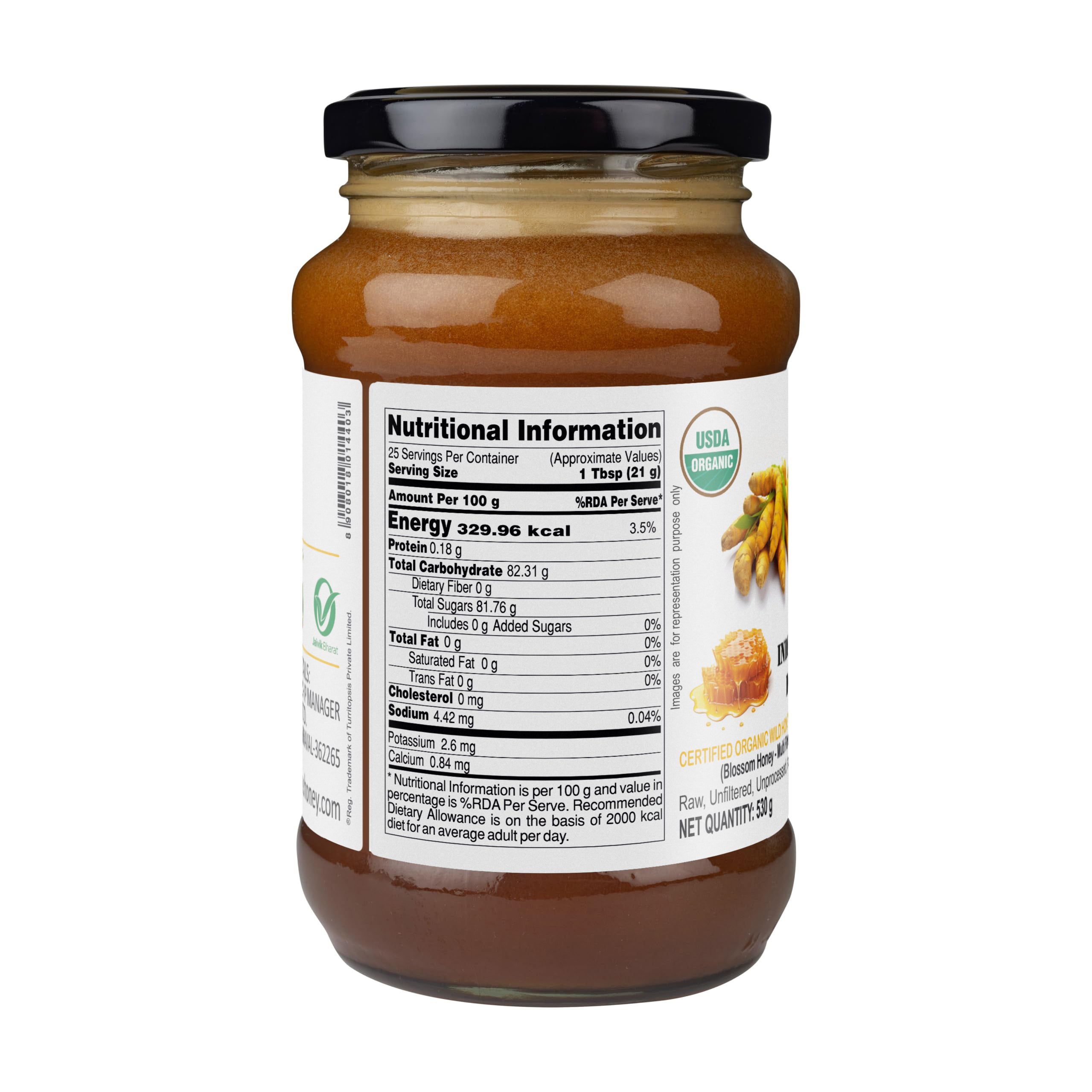 Organic turmeric honey with nutritional value