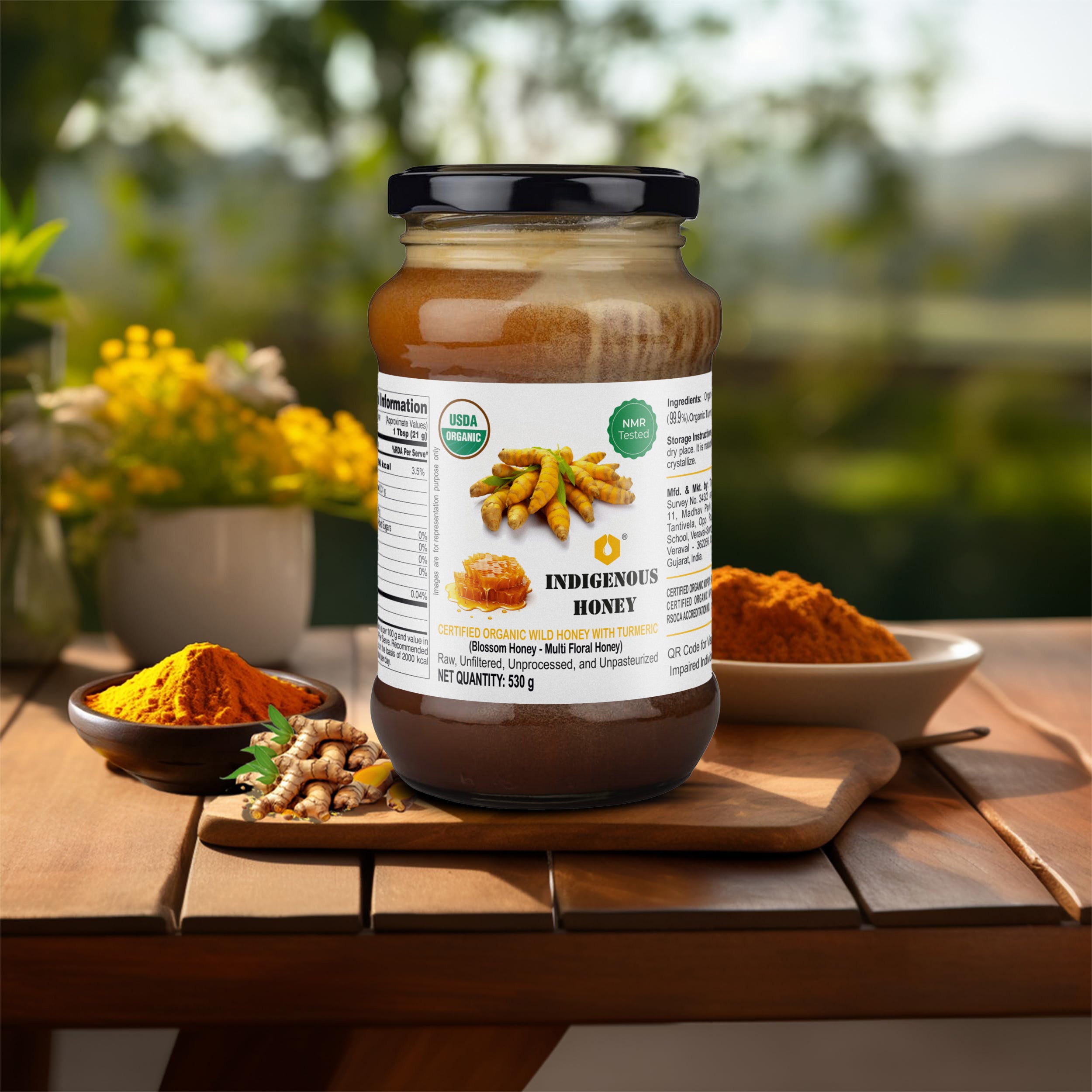 Organic turmeric infused wild honey