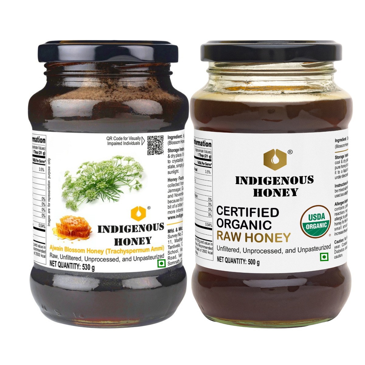 Pure Ajwain and Raw Organic Honey Pack of 2
