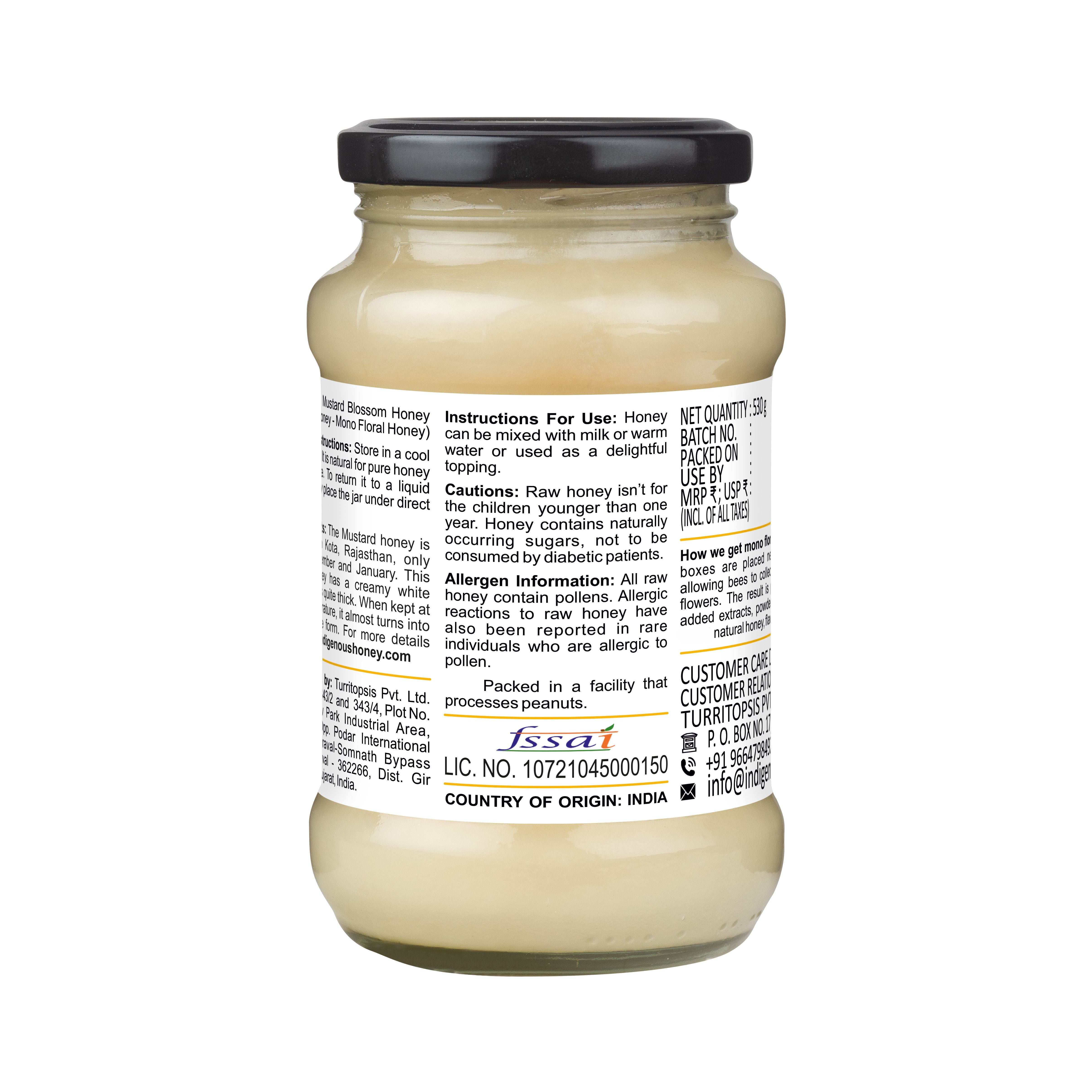 Raw Unprocessed Honey Crystallized Mustard
