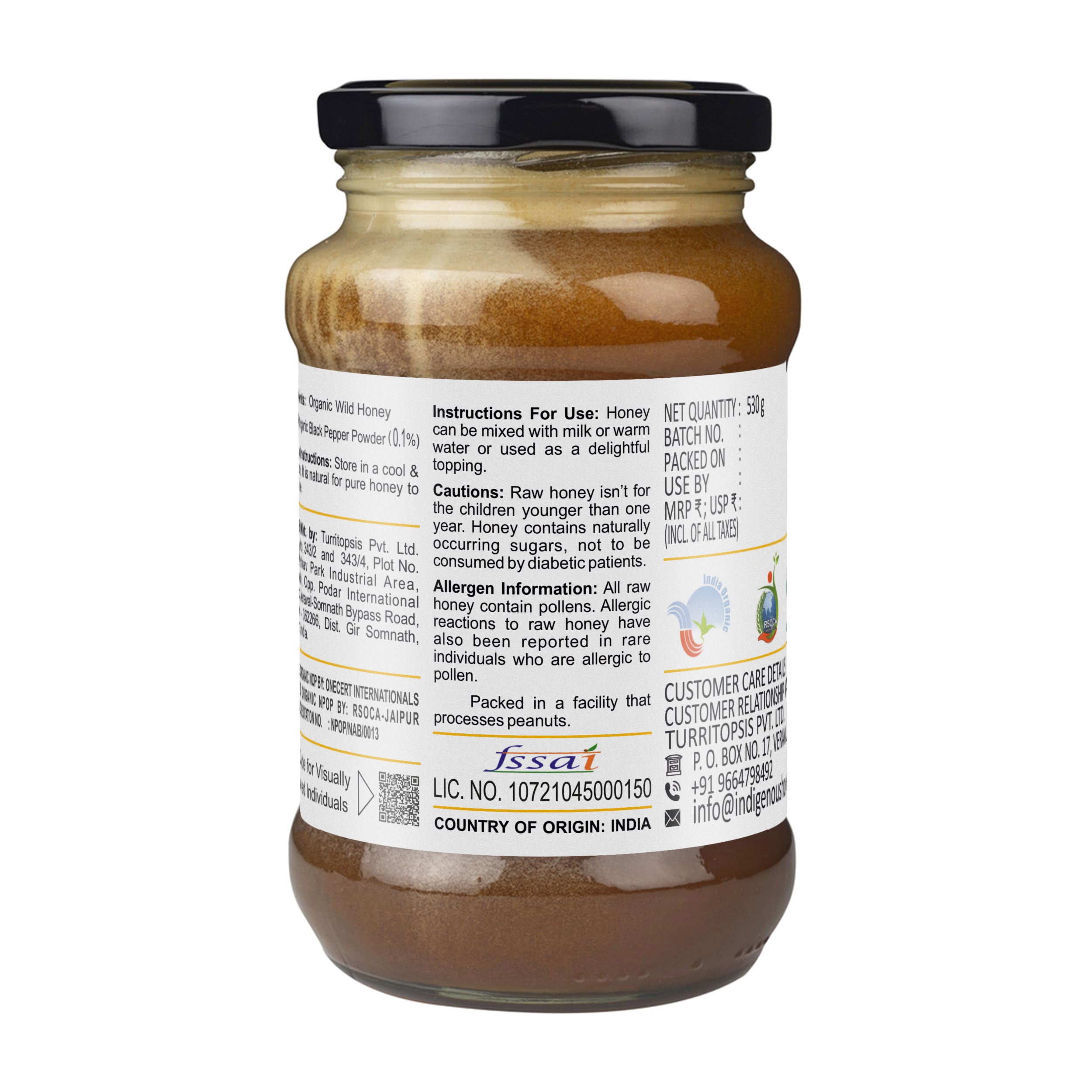 Raw honey enriched with black pepper