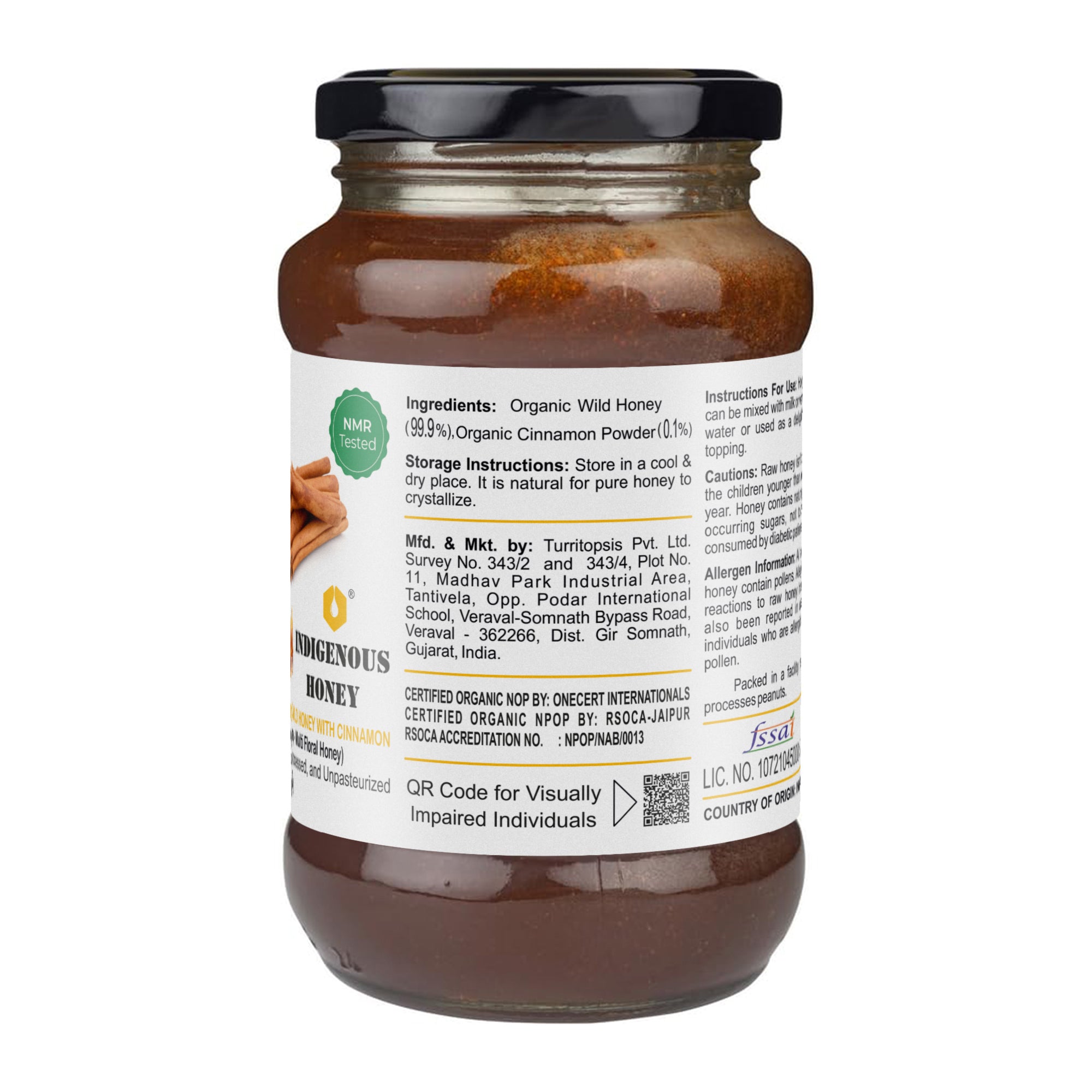 Raw honey enriched with cinnamon