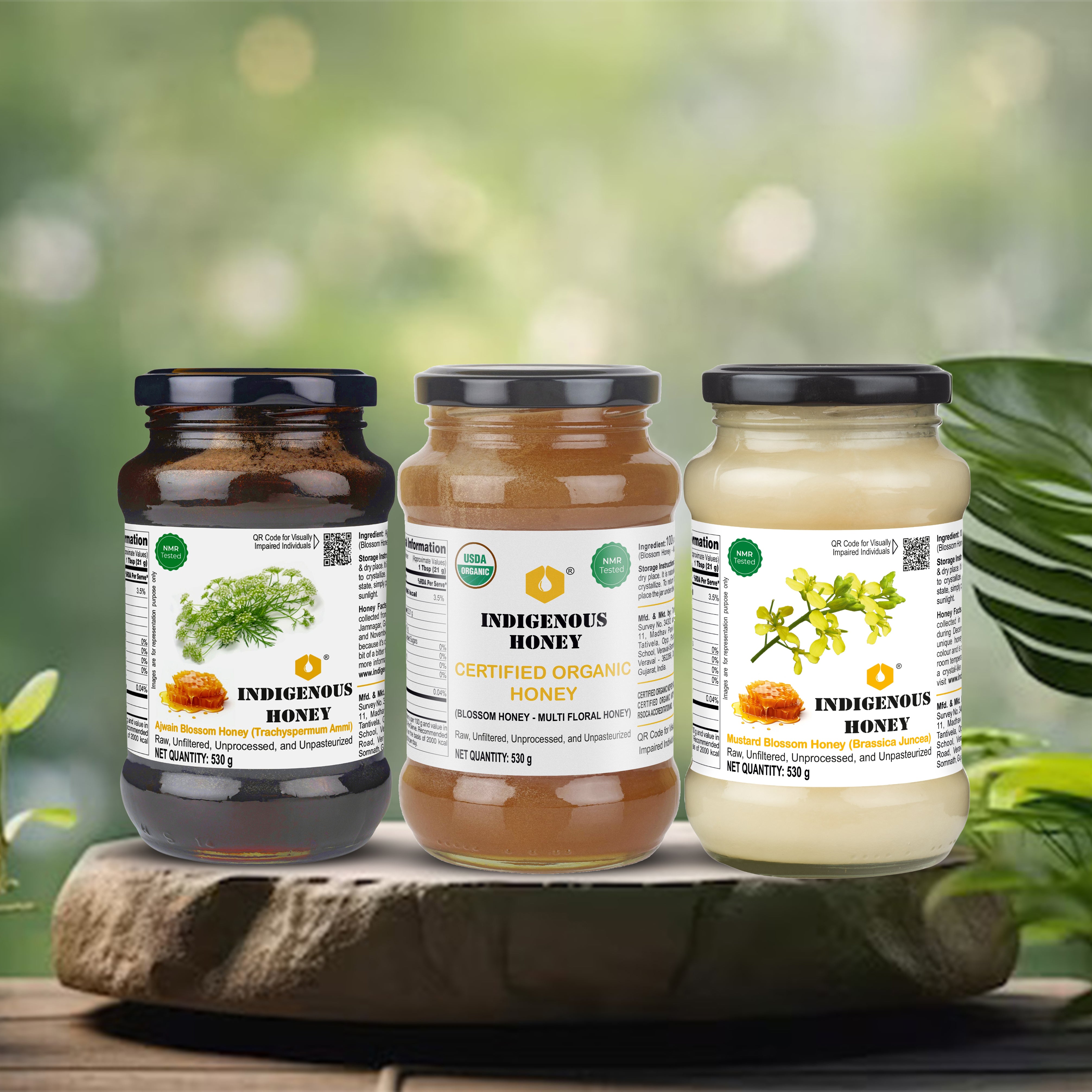 Trio pack of Nature Harvested Pure Honey