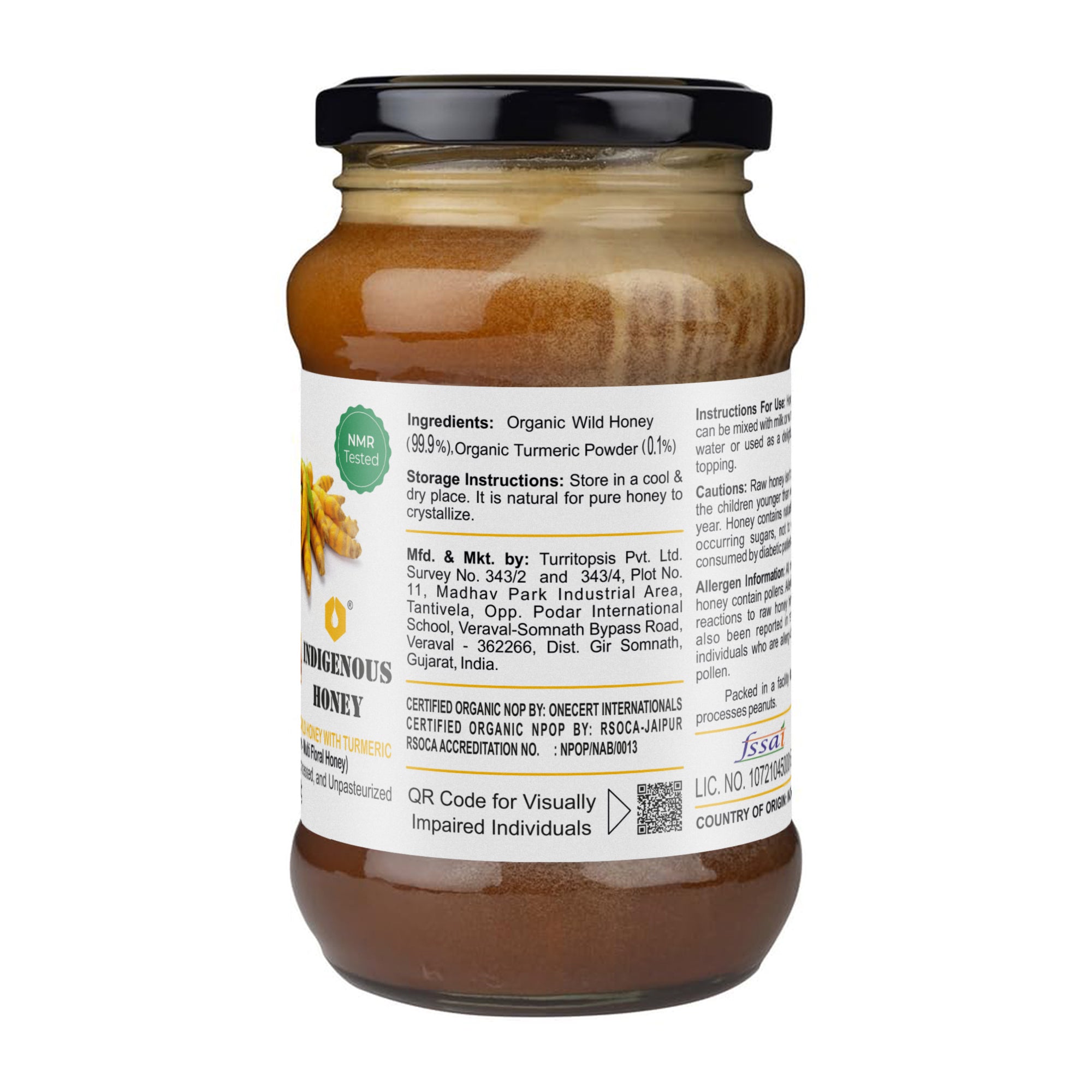 Turmeric infused USDA certified honey