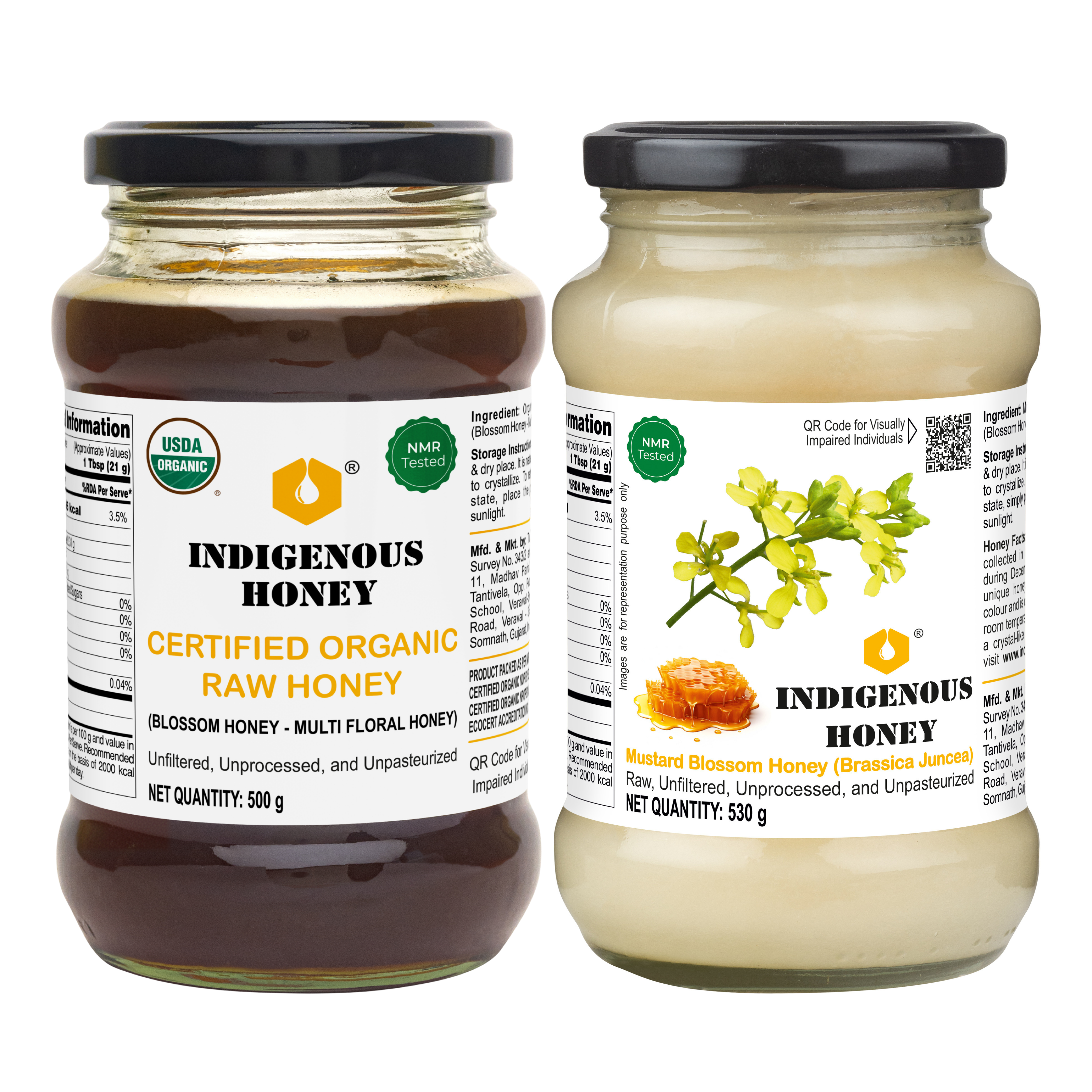 USDA Organic Raw Honey & Crystallized Mustard Honey