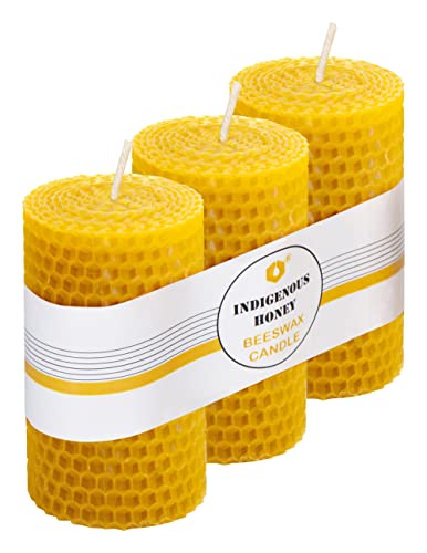 Beeswax candle Handmade Natural floral scented yellow (3 Pieces)